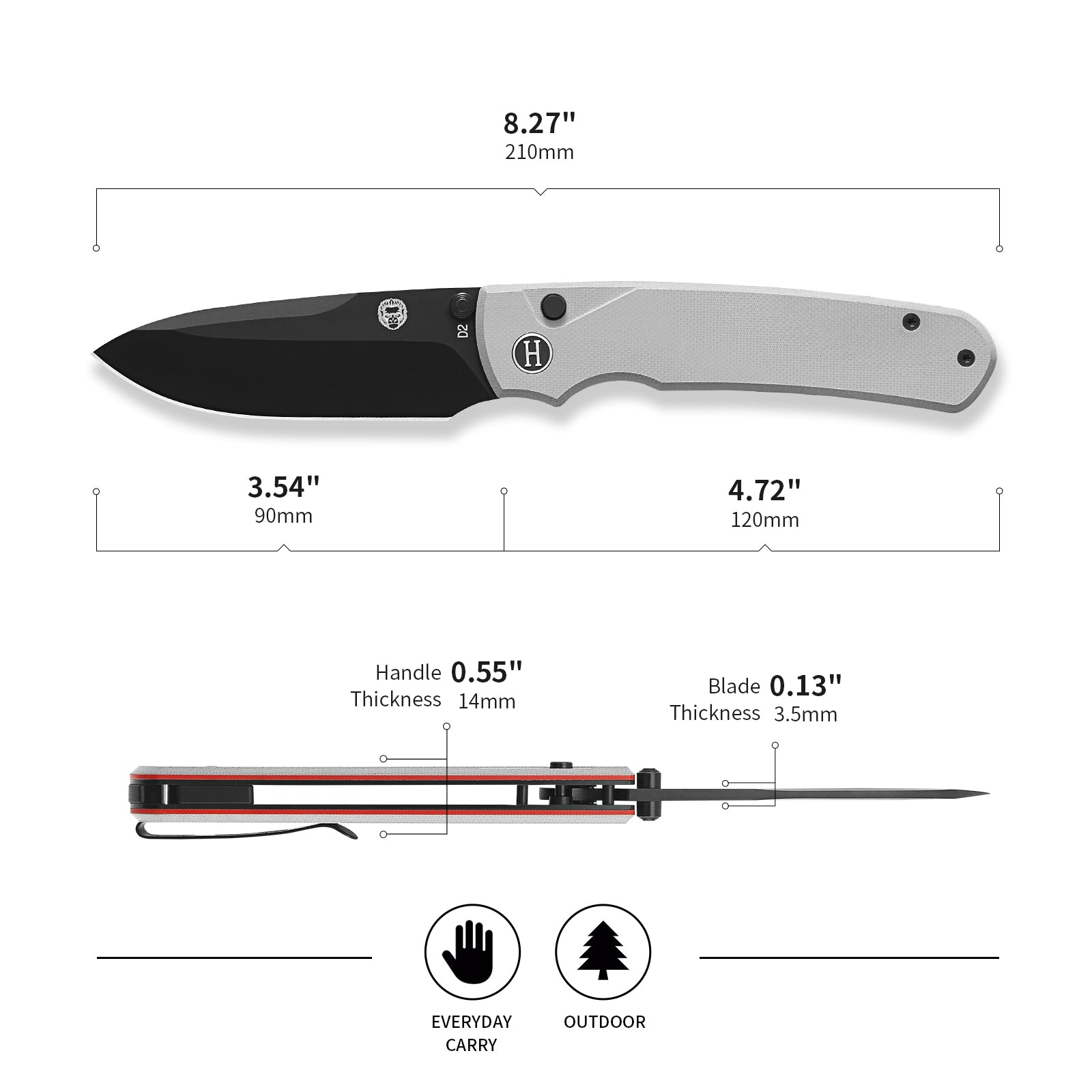 The Loyalist Folding Pocket Knife Giftset for Men and Women (Black and White) (SC)
