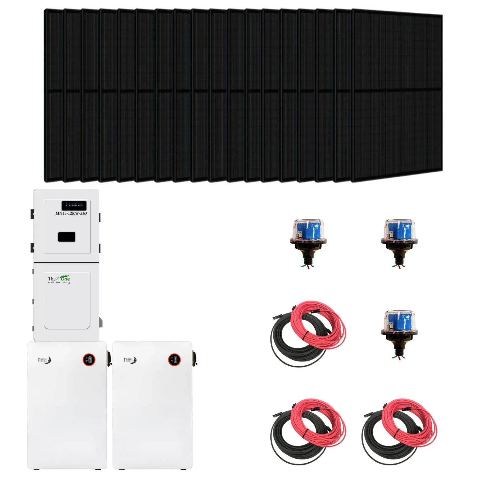Complete Hybrid Solar Kit - Midnite Power TheOne Hybrid Inverter | 11.4kW 120/240V Output | 48V 310AH 16.1kWh Midnite Power AllWeather Lithium Battery | 14.4kW+ of Solar PV (SC)