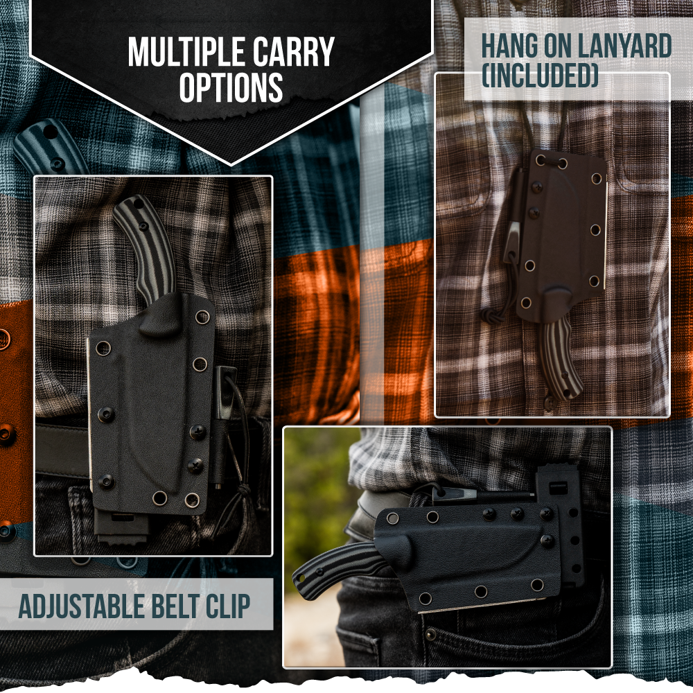 The Baby Tracker D2 Steel Bushcraft Survival Neck Knife Gift Set (Black and Gray) (SC)