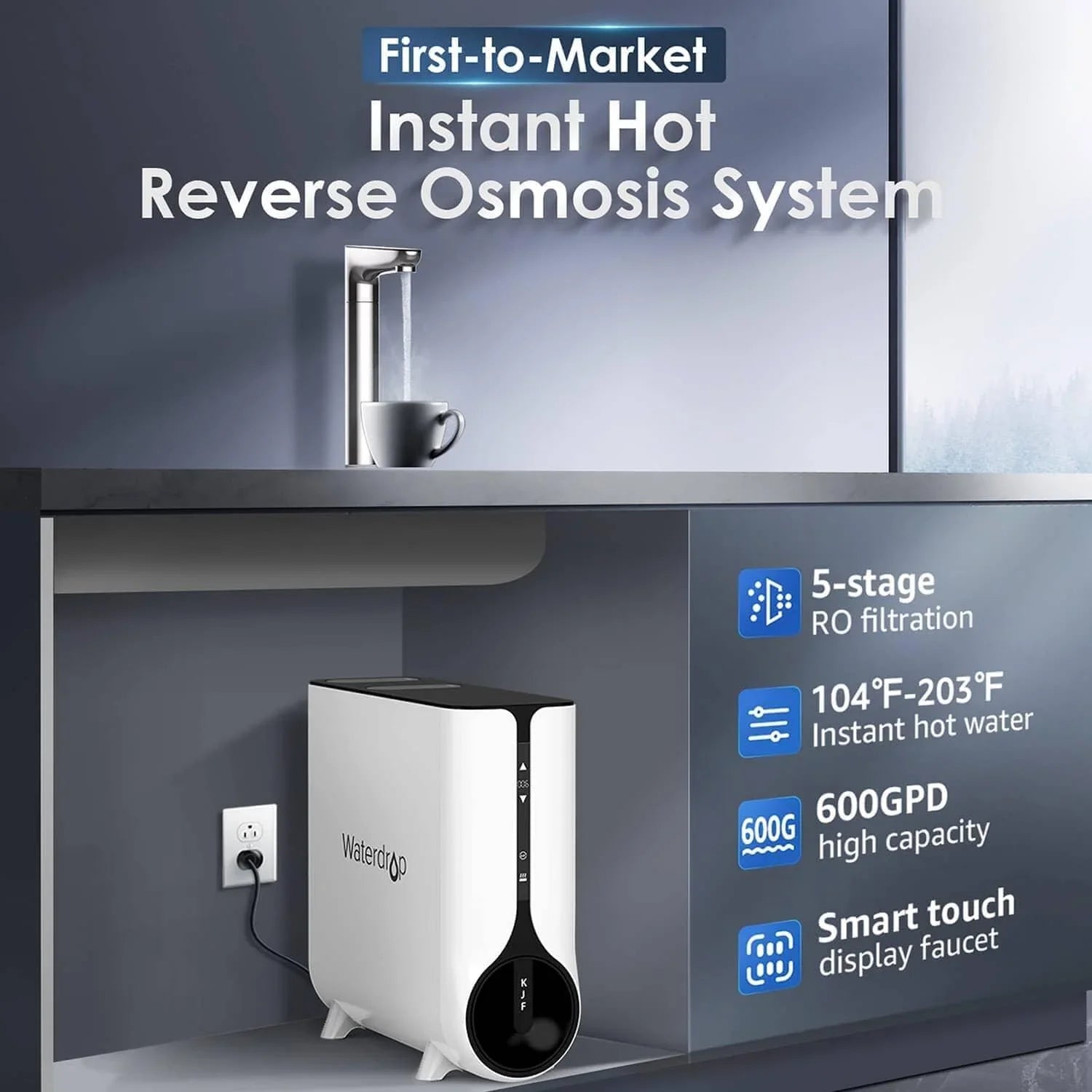 Waterdrop Reverse Osmosis System, Instant Hot Water Dispenser, K6 (SC)
