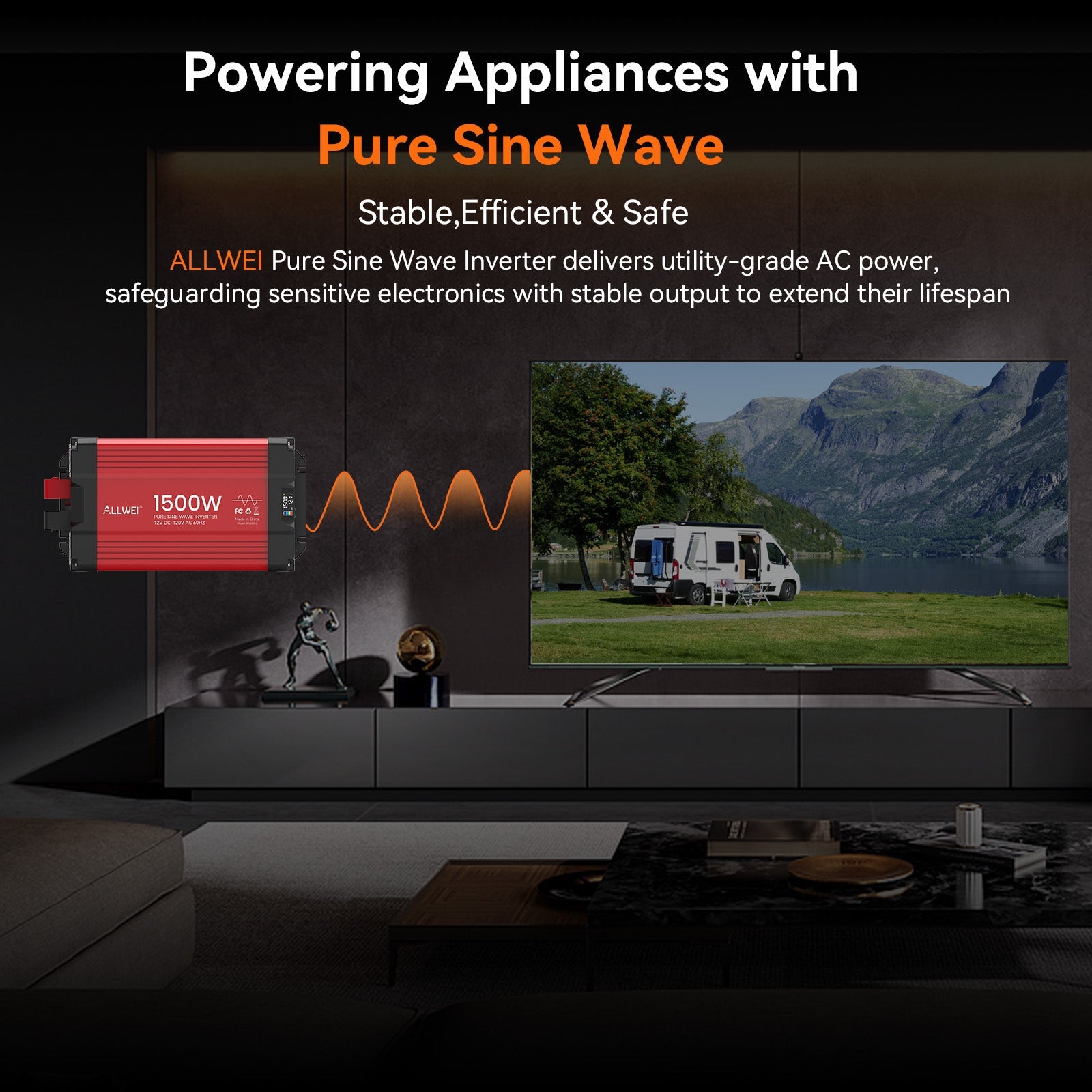 ALLWEI 1500W Pure Sine Wave Inverter 12V to 120V AC
