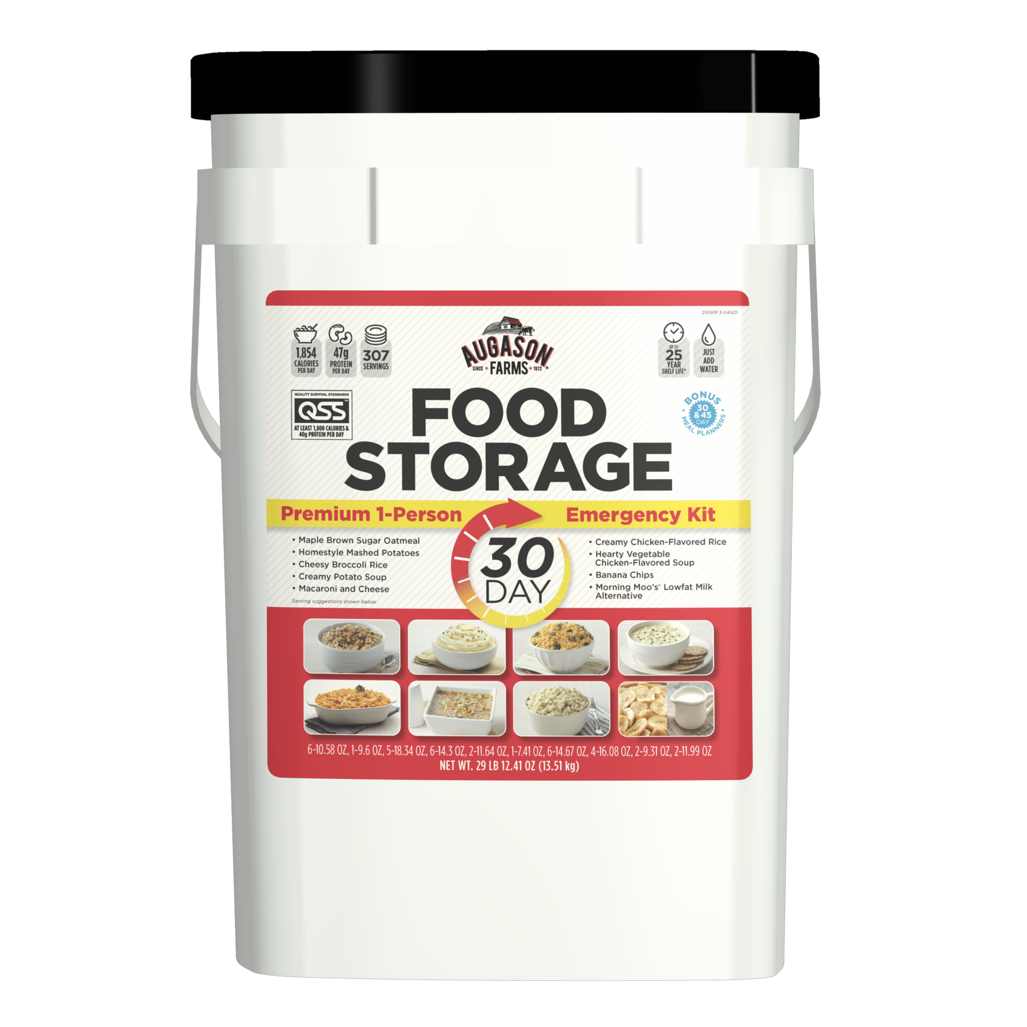 30-Day 1-Person Premium Emergency Food Supply Kit, Extra Calories Per Day, 307 Servings (SC)