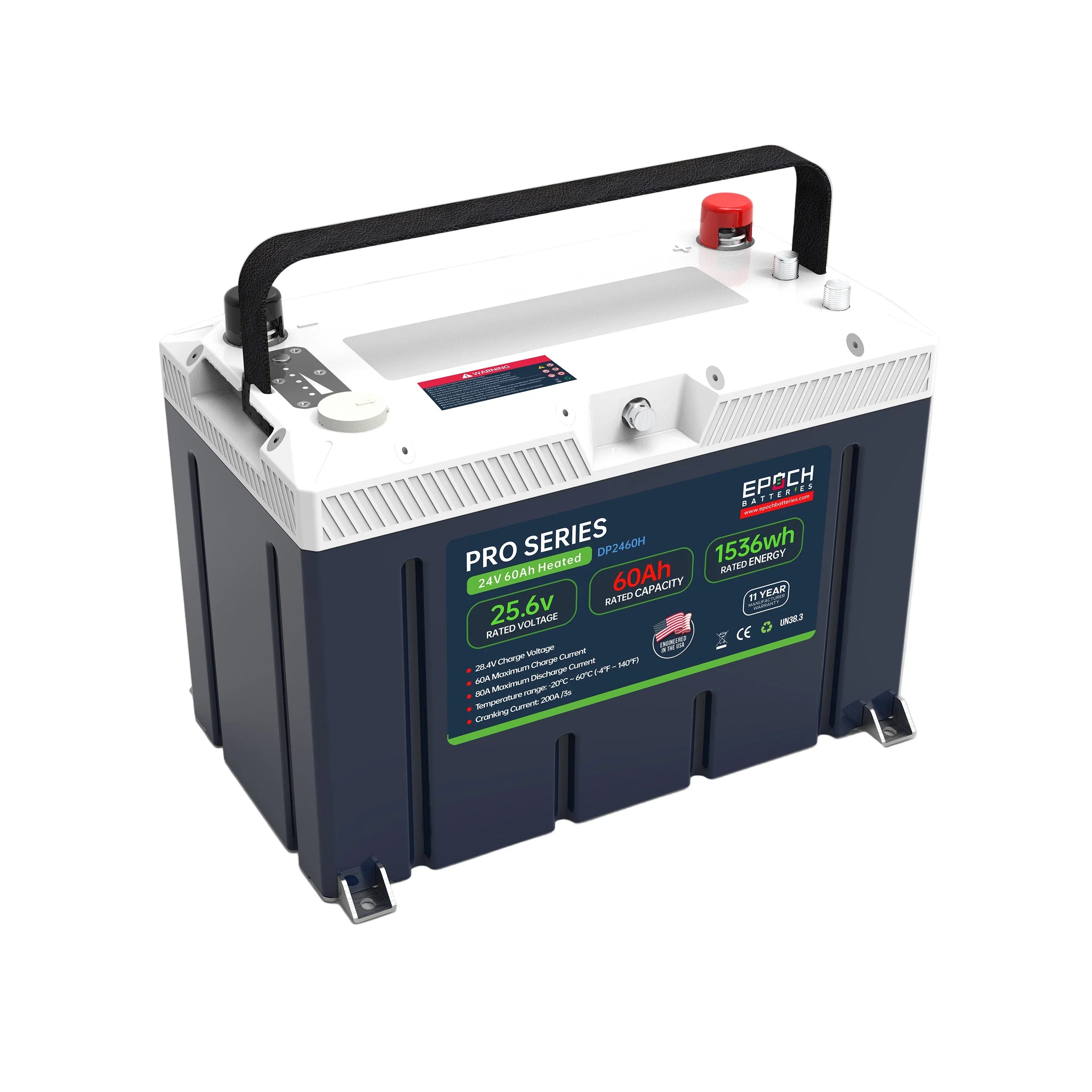 Epoch Batteries 24V 60Ah (1.54kWh) Pro Series - Heated, Bluetooth & Victron Comms LiFePO4 Battery