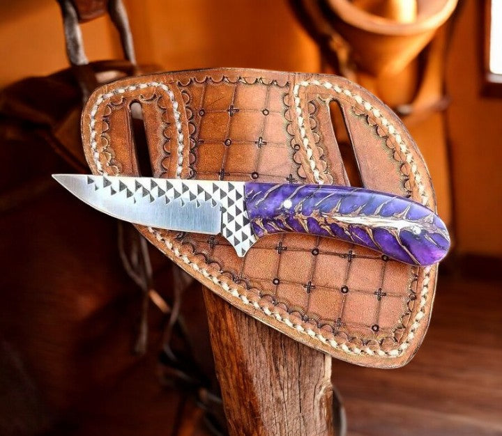 Wild West Knife 8" Rasp Steel with Purple Resin Handle (SC)
