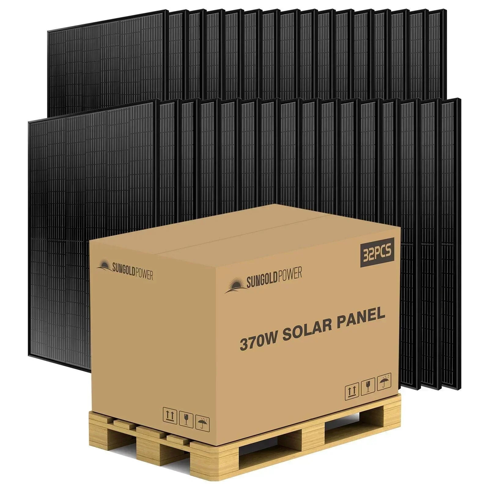 Sungold Power 370W MONO BLACK PERC SOLAR PANEL FULL PALLET (32 PANELS)