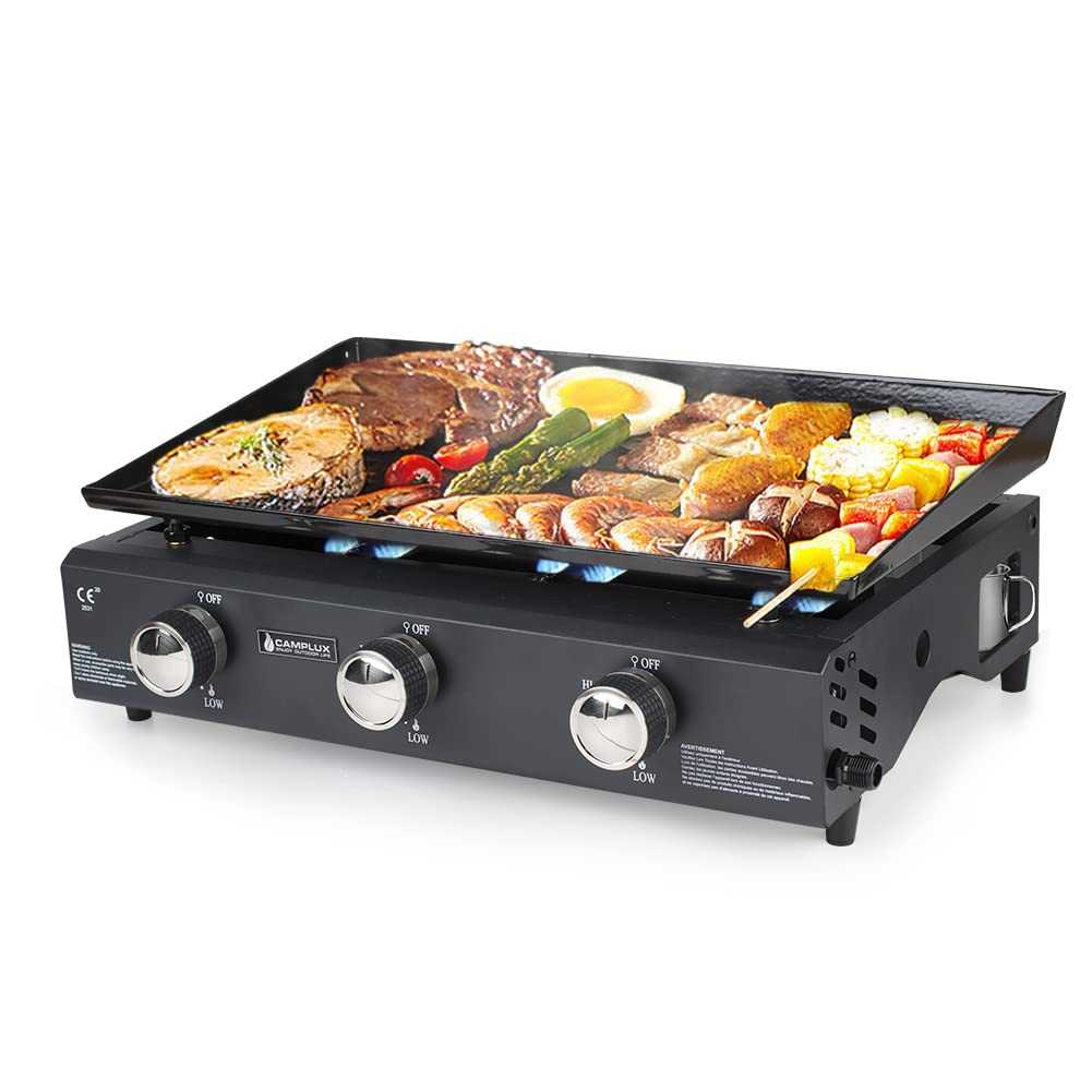 Camplux GP103B 3 Brenner Gasgrill Schwarz, 2220cm², ideal zum Kochen im Freien und Camping
