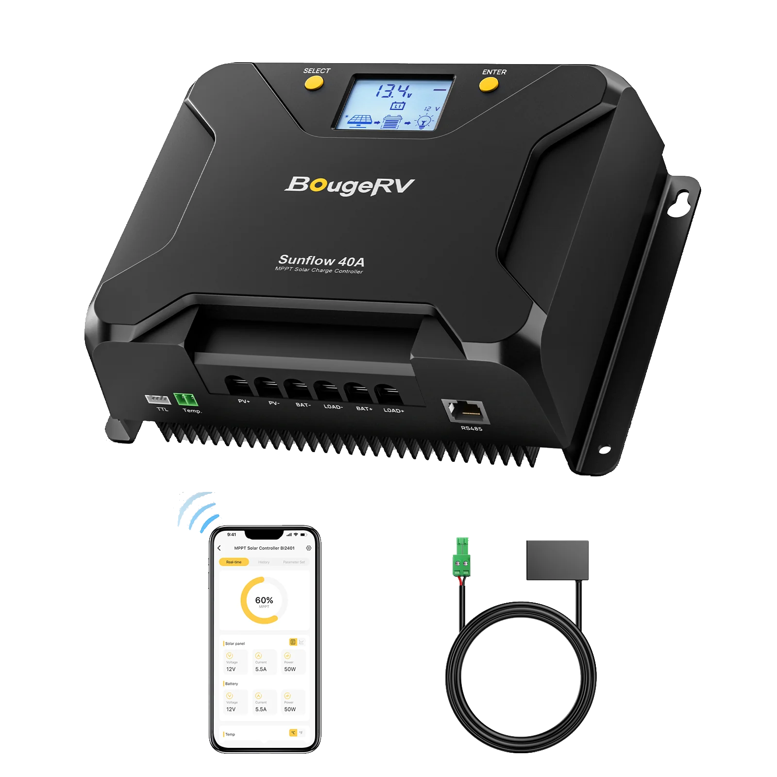 BougeRV Sunflow 40A MPPT Solar Charge Controller 12V/24V (SC)