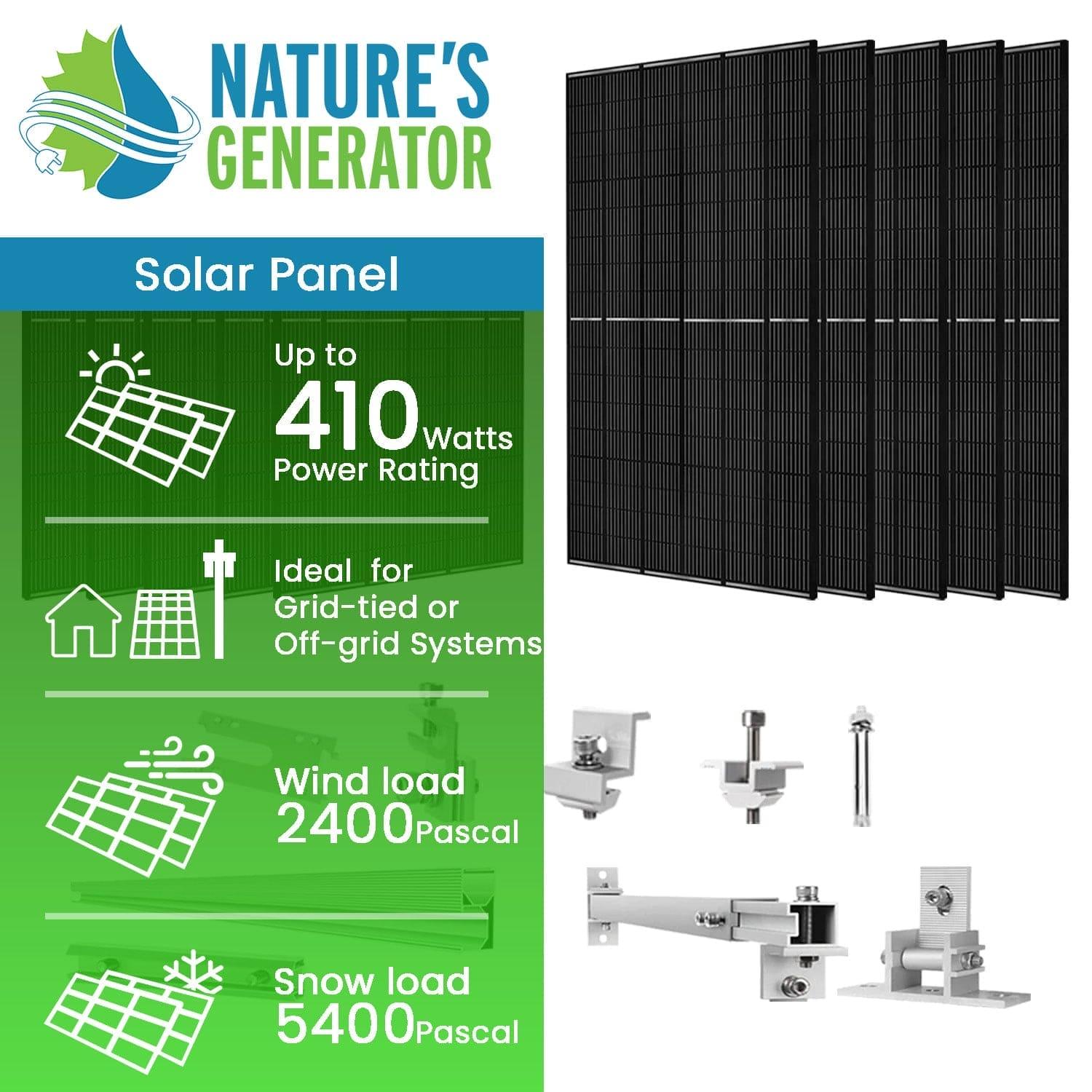 410 Watt Monocrystalline Solar Panel (10 Pack) With Solar Panel Mount Rack (SC)