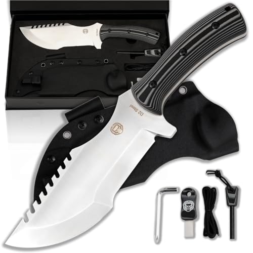 The Tracker D2 Steel Bushcraft Survival Knife Gift Set (Black and Gray) (SC)