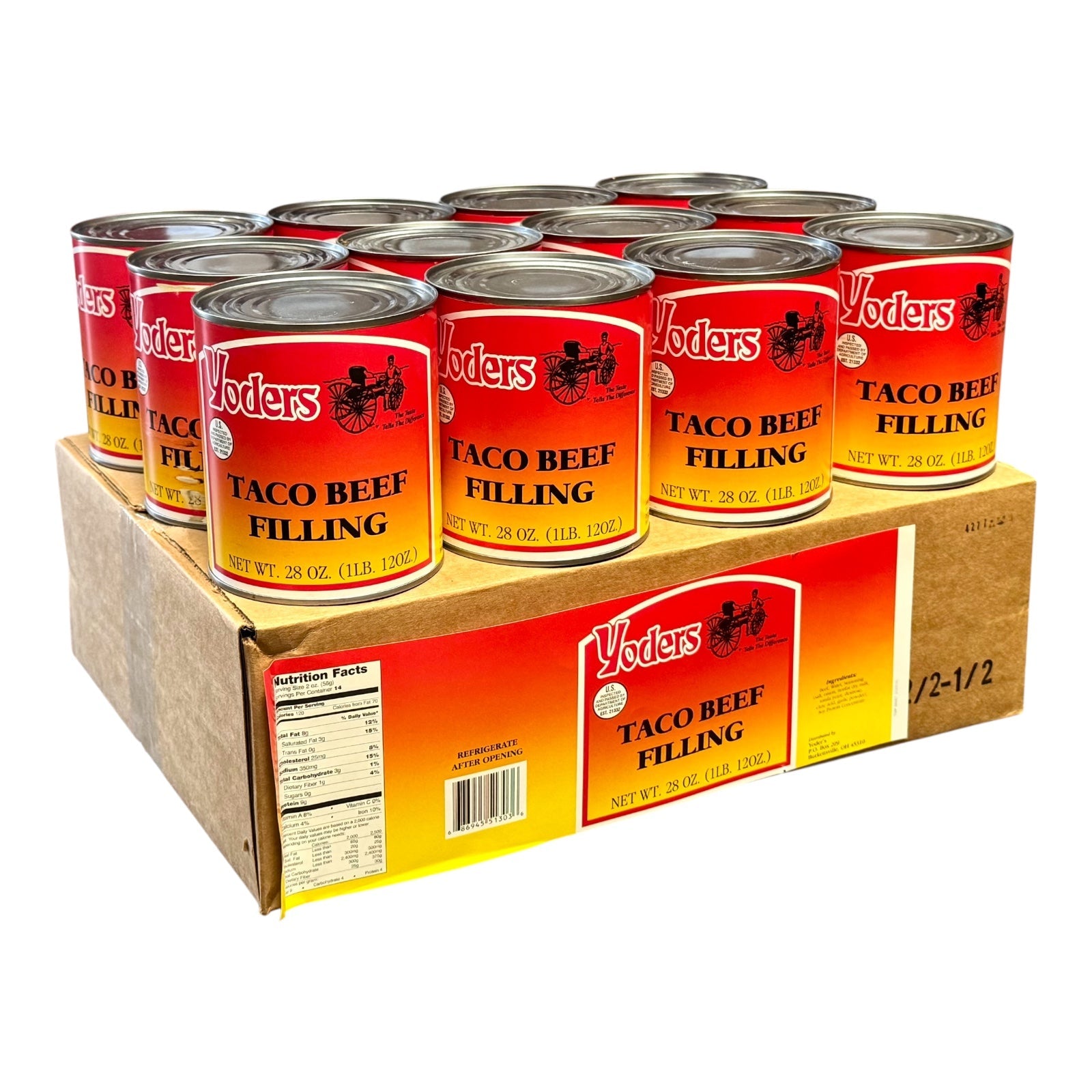 Yoder’s Canned Taco Beef Filling | 28 oz can | Real USA Beef | Fully Cooked | Shelf Stable Survival Food | 10+ Year Shelf Life | Ready to Eat | Ideal for Prepping, Storage & Camping