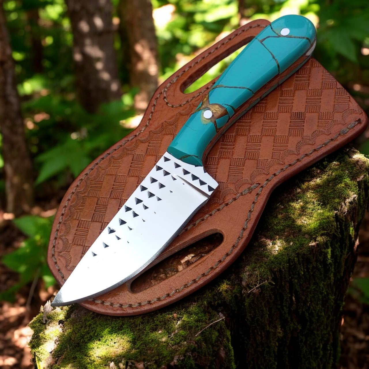 Ranch Cowboy Knives and Sheaths – 8" Full Tang Rasp Tool Steel Blade with Epoxy Resin Handle (SC)