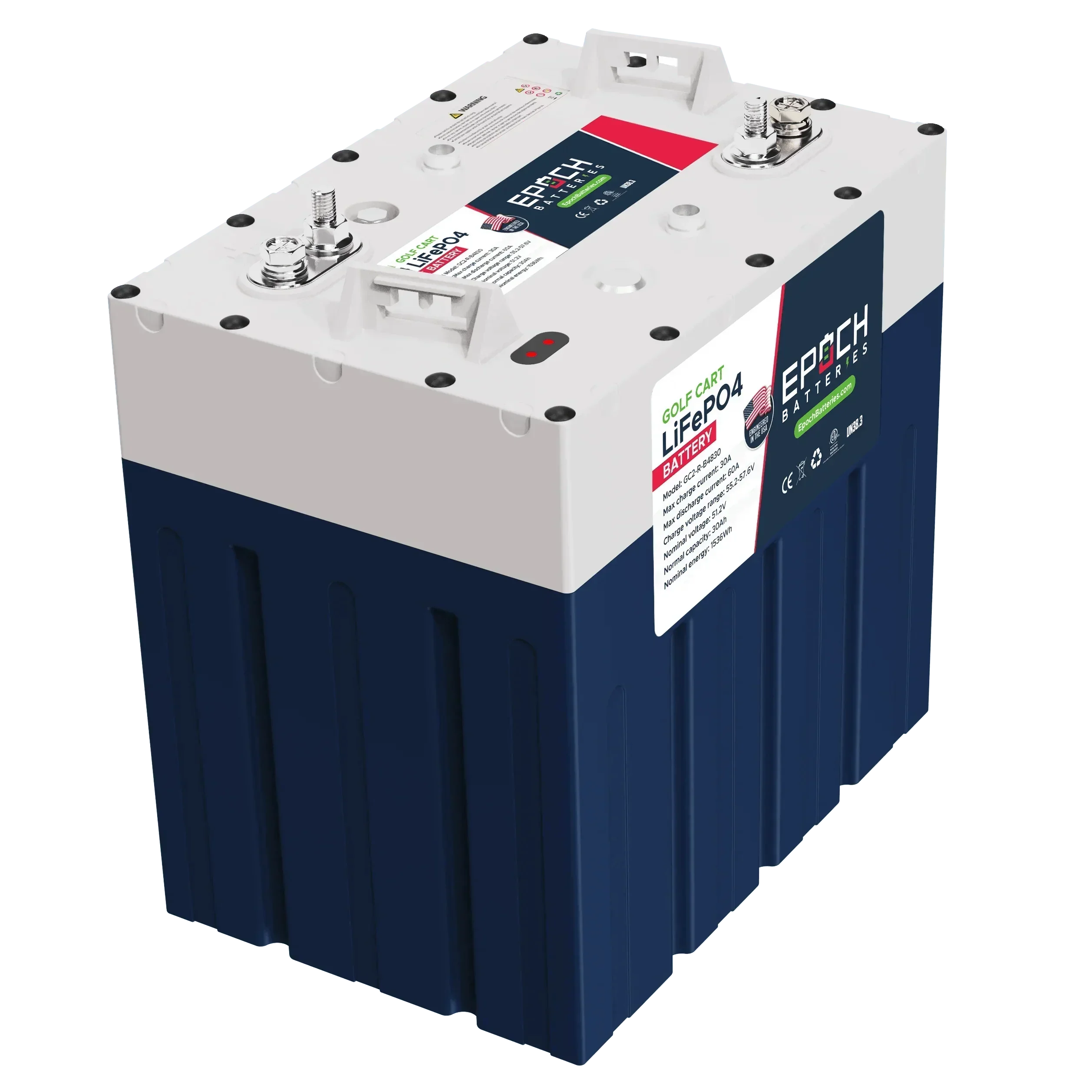 Epoch Batteries 48V 30Ah GC2 - Golf Cart LiFePO4 Lithium Battery (SC)