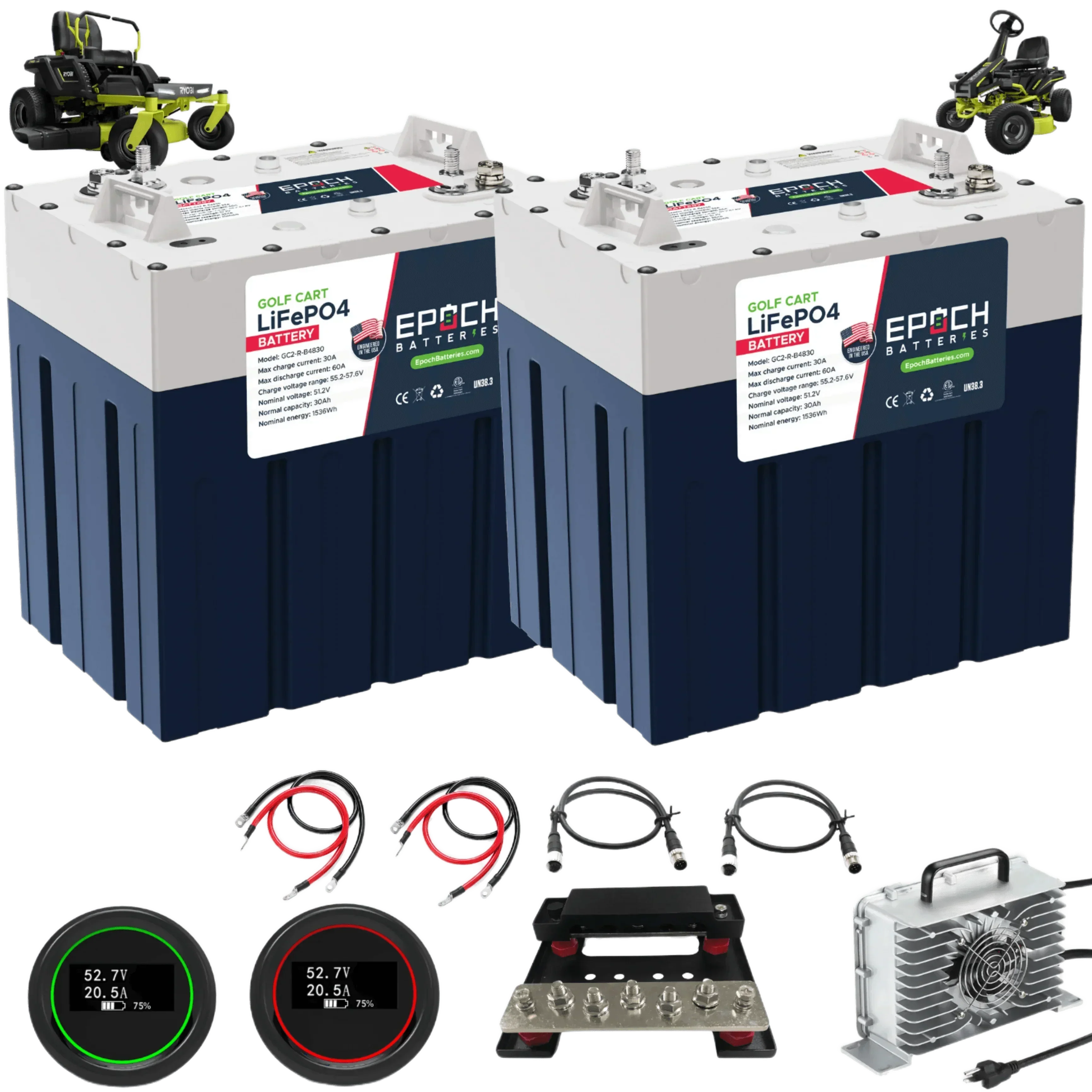 Epoch Batteries 48V 60Ah Ryobi Electric Lawn Motor - Replacement Lithium Battery Kit (SC)