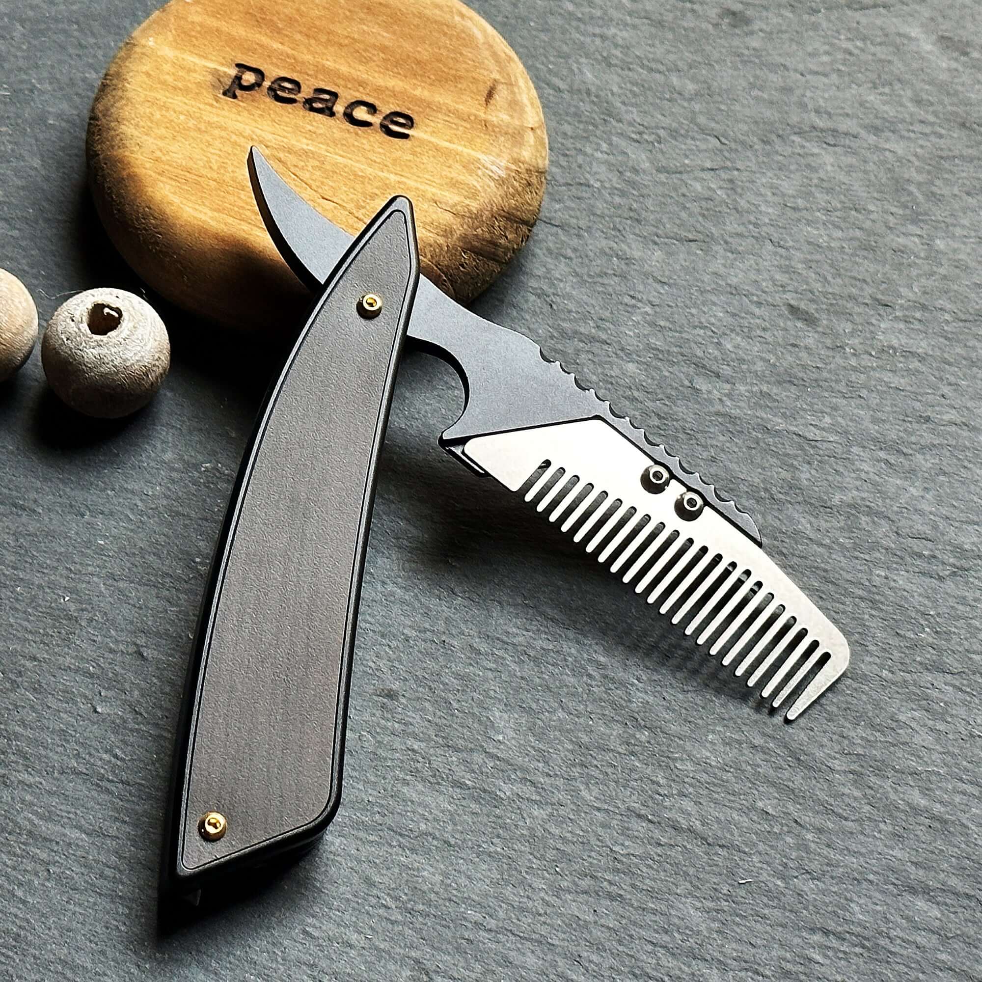 Comb: Stinger Vintage Straight Razor Style Comb, Hair Comb, Beard Comb, Grooming Comb, EDC (SC)