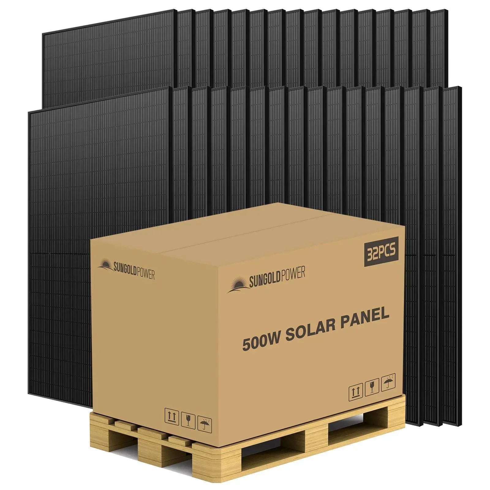 Sungold Power 500W MONO BLACK PERC SOLAR PANEL FULL PALLET (32 PANELS) (SC)