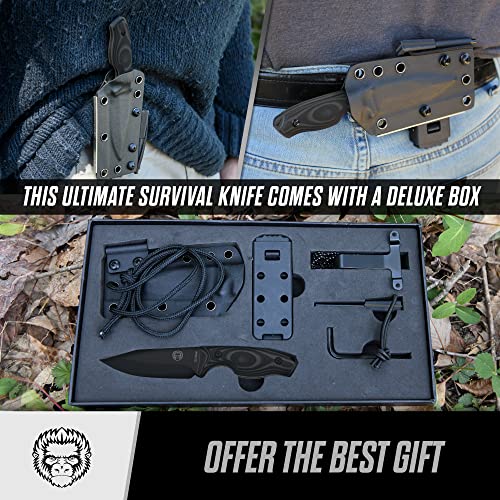 The Baby Silverback Survival Knife Giftset for Outdoors (Black Blade + Grey Liner) (SC)