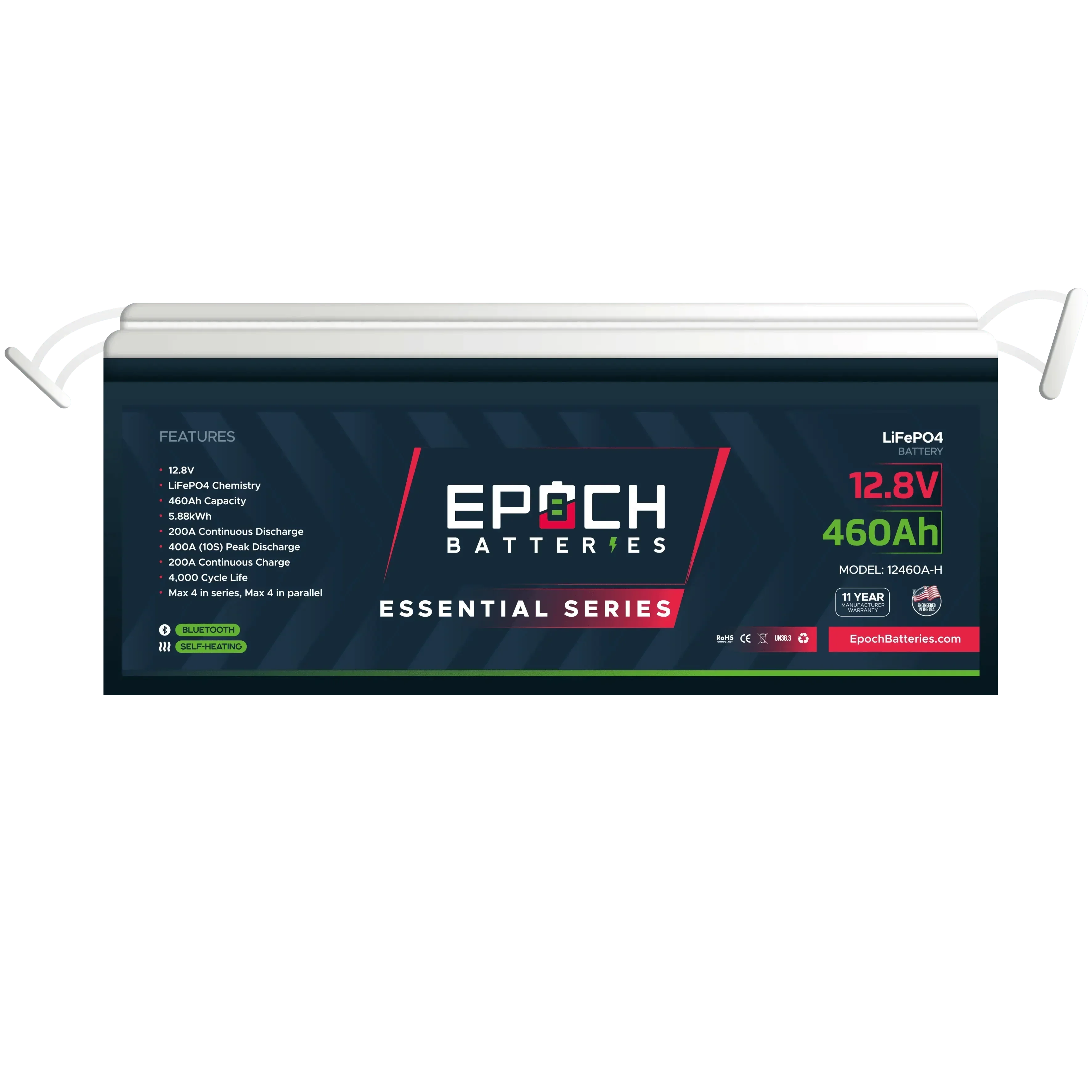Epoch Batteries 12V 460Ah Essential Series - Bluetooth & Heated LiFePO4 Battery (SC)