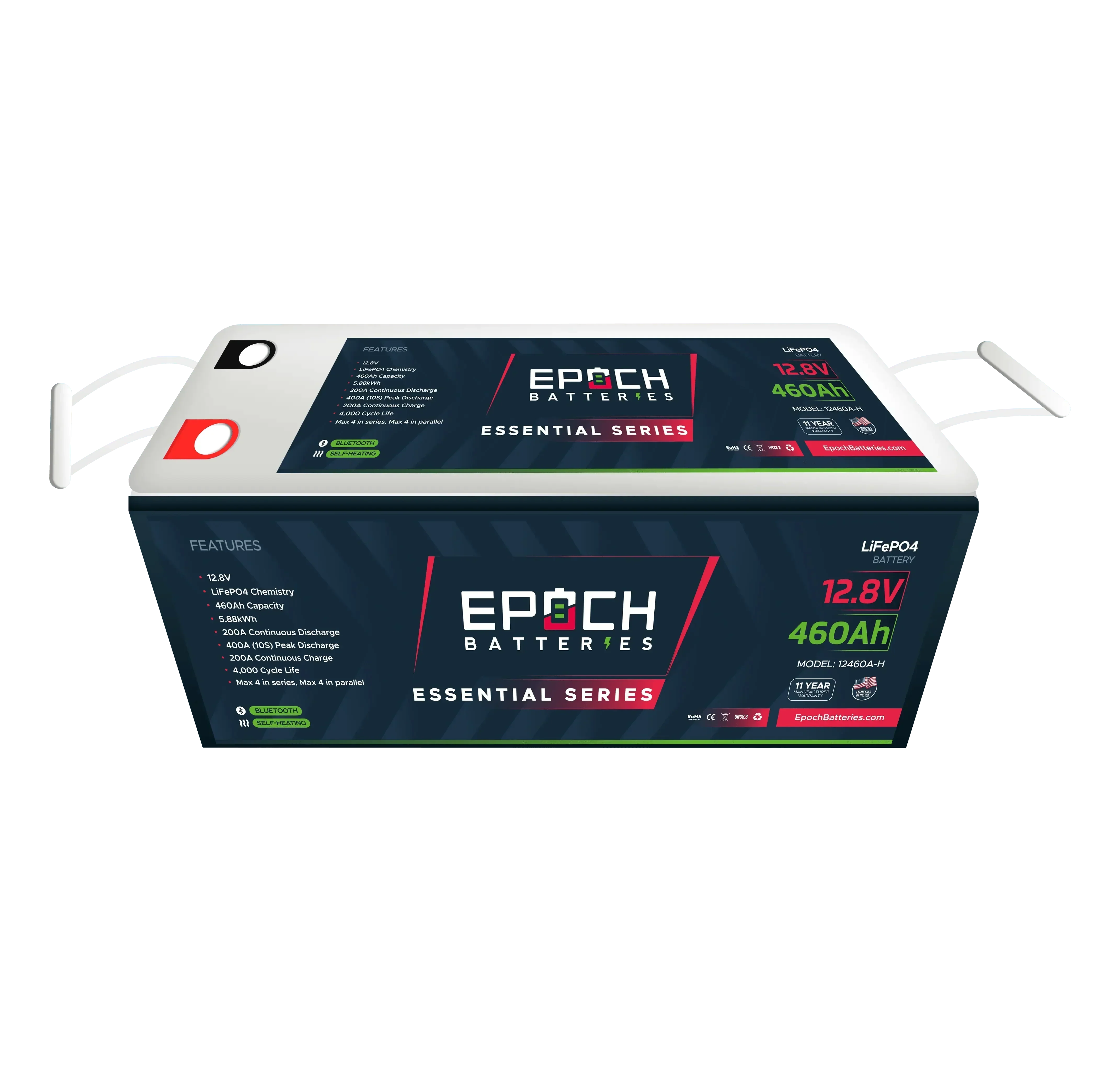 Epoch Batteries 12V 460Ah Essential Series - Bluetooth & Heated LiFePO4 Battery (SC)