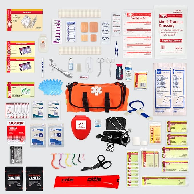 Deluxe EMT Trauma Kit - Fully Stocked First Responder Bag (SC)