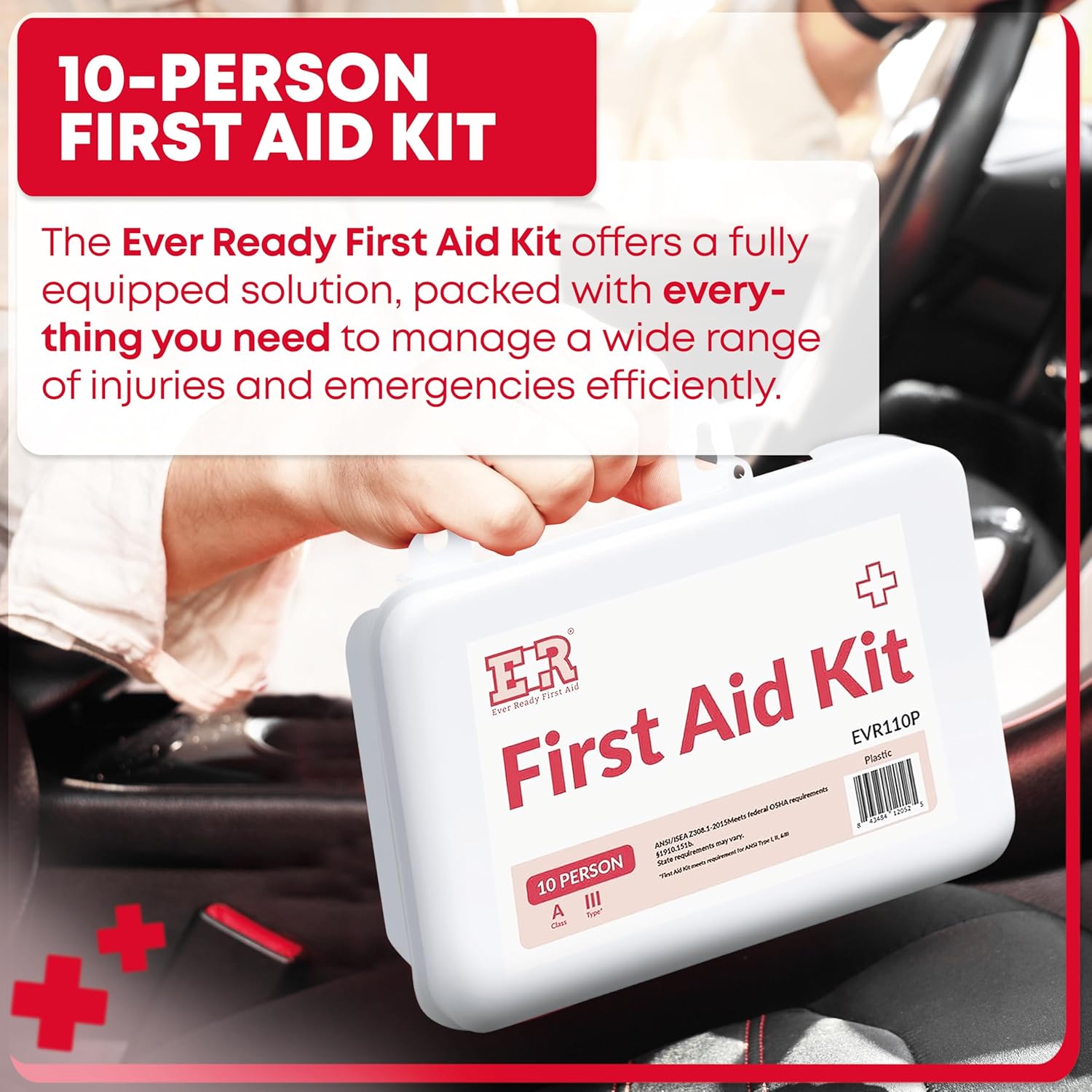 10 Person First Aid Kit –  Type III, ANSI A, OSHA Compliant