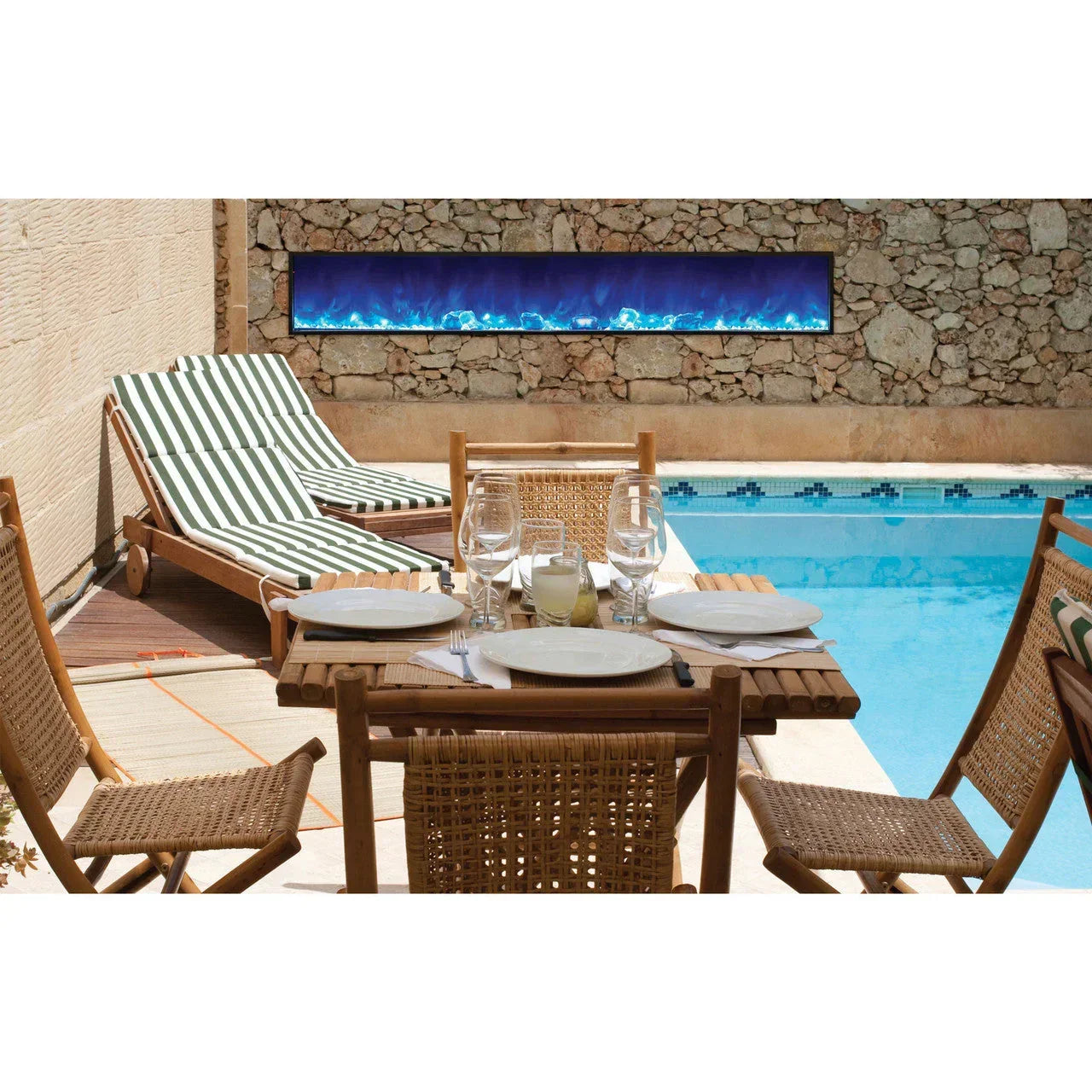 Amantii 88 Inch Panorama Slim BI-88-SLIM-OD Linear Indoor or Outdoor Electric Fireplace