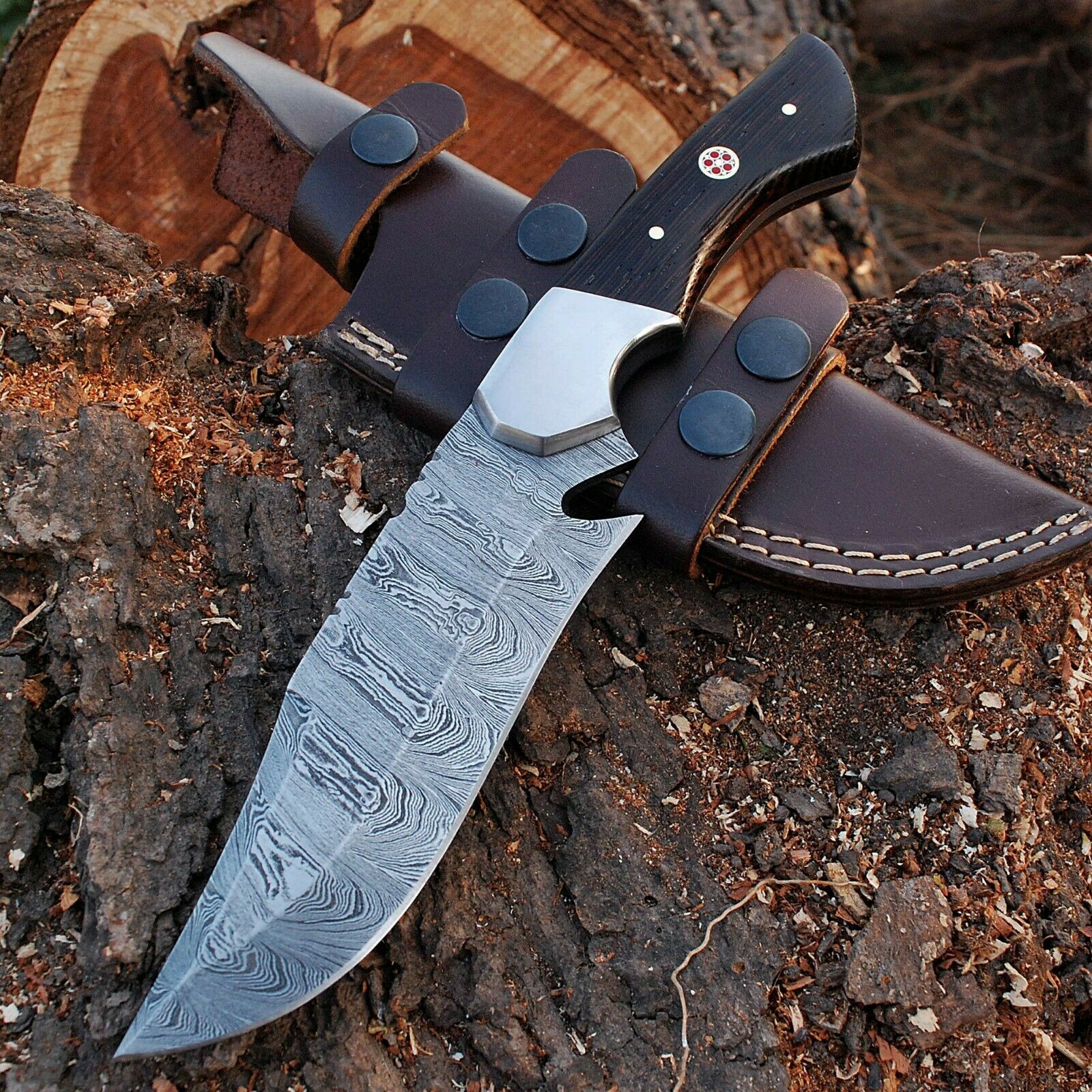 Fixed Blade Custom Handmade Damascus Steel Hunting Knife (SC)