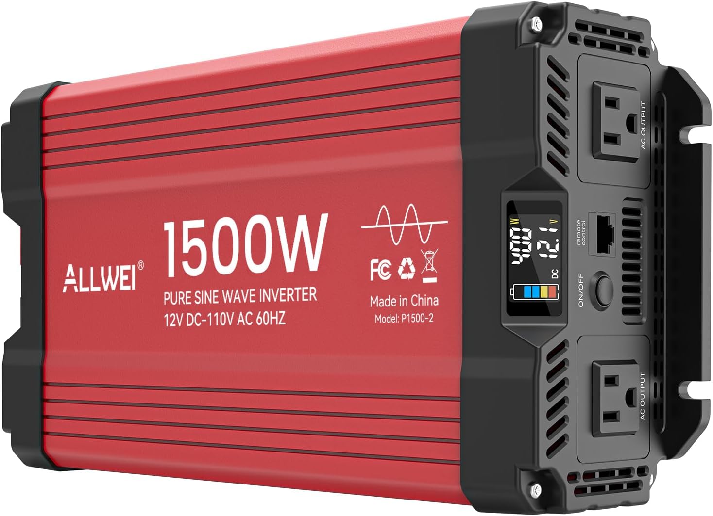 ALLWEI 1500W Pure Sine Wave Inverter 12V to 110V AC (SC)