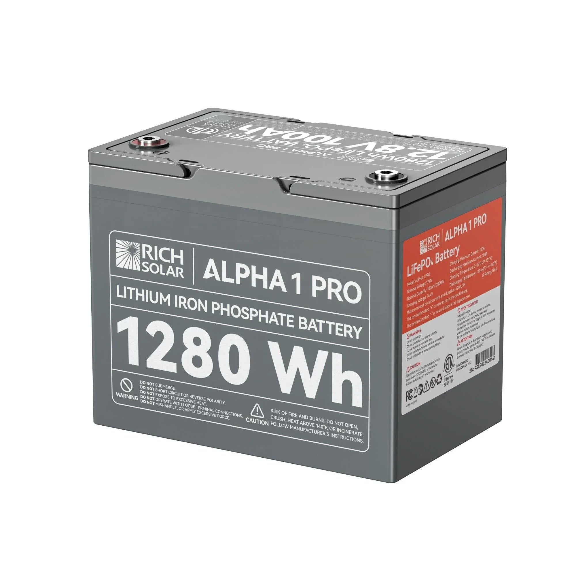 ALPHA 1 PRO | 12V 100Ah LiFePO4 Battery | Premium 12V Lithium Battery for Off-Grid, RVs, Boats | 7,000 Lifetime Cycles | 10 Year Warranty | UL1973 Certified (SC)