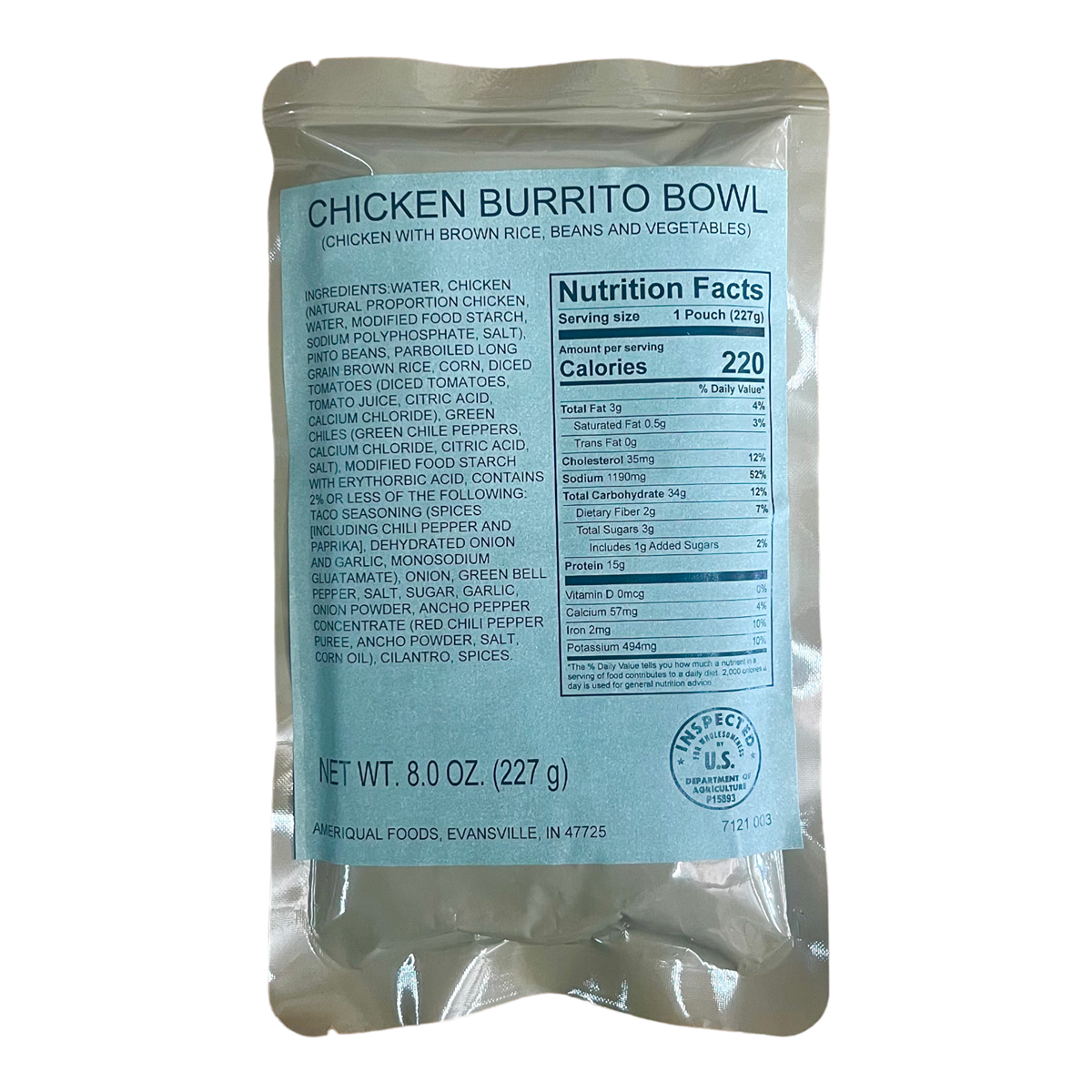 MRE Entree - Chicken Burrito Bowl (SC)