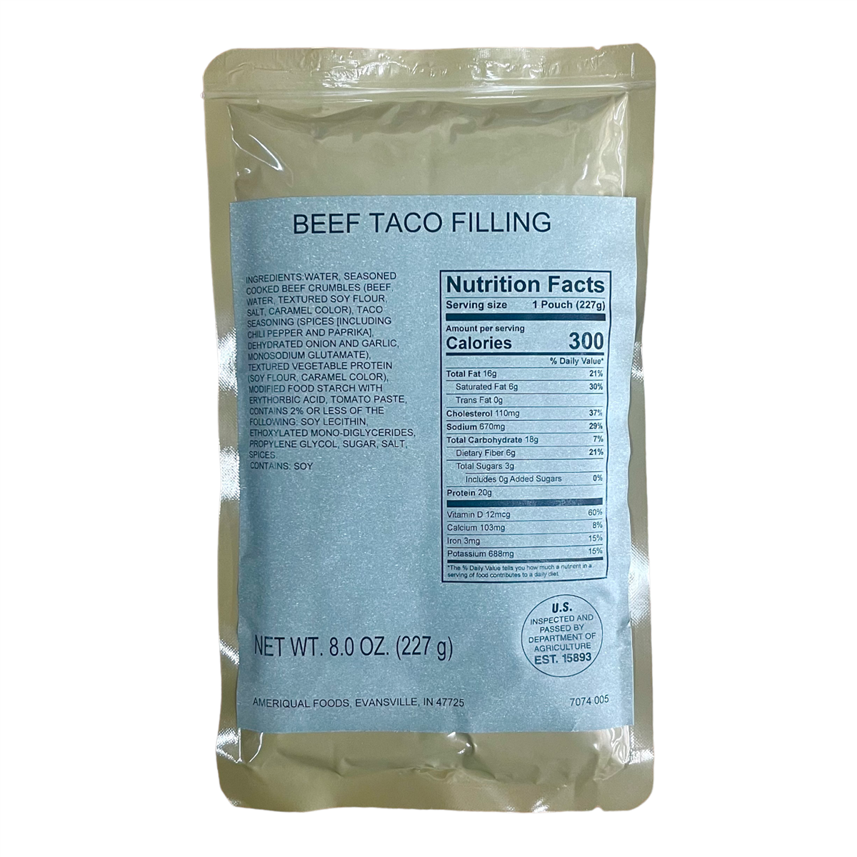 MRE Entree - Beef Taco Filling (SC)