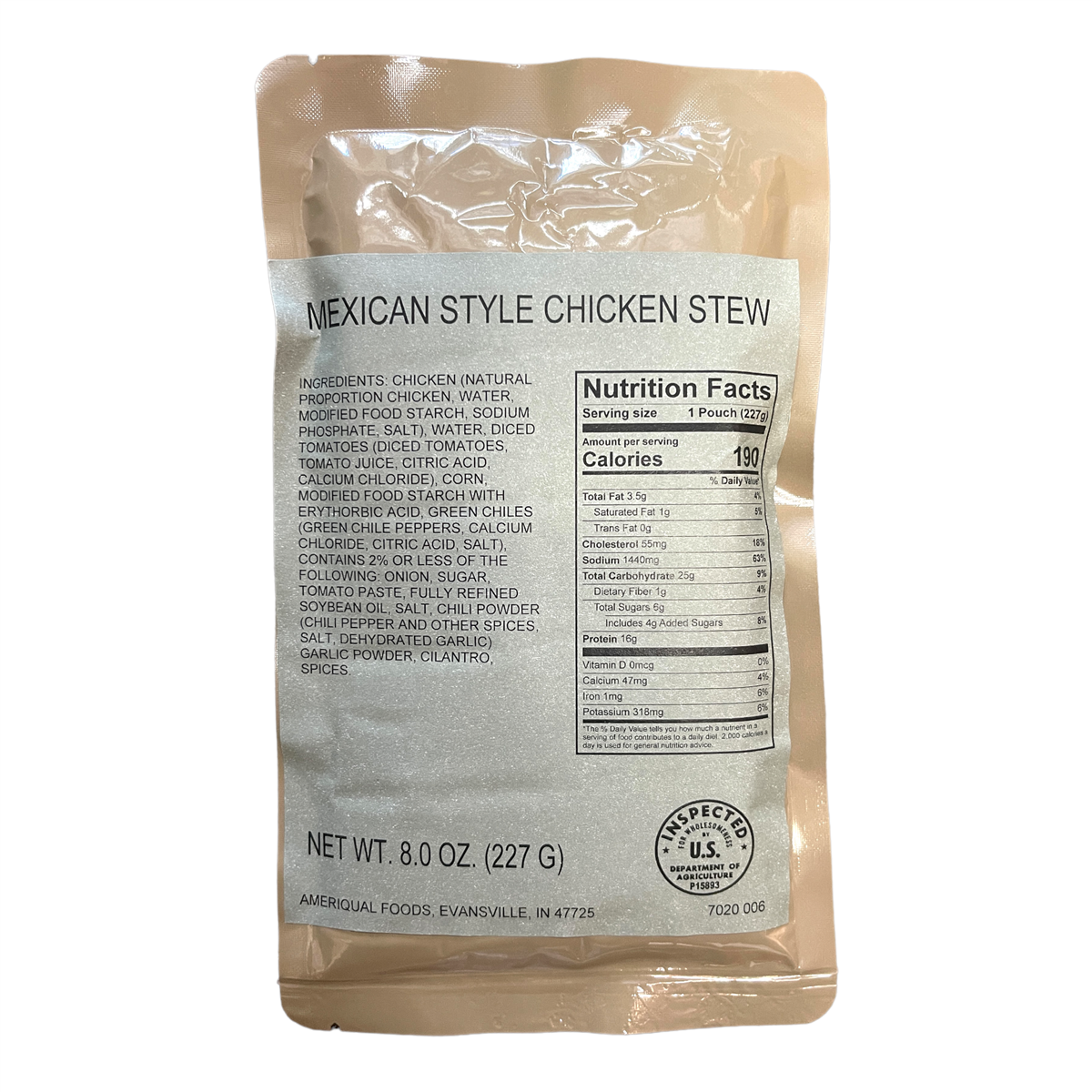 MRE Entree - Mexican Chicken Stew (SC)