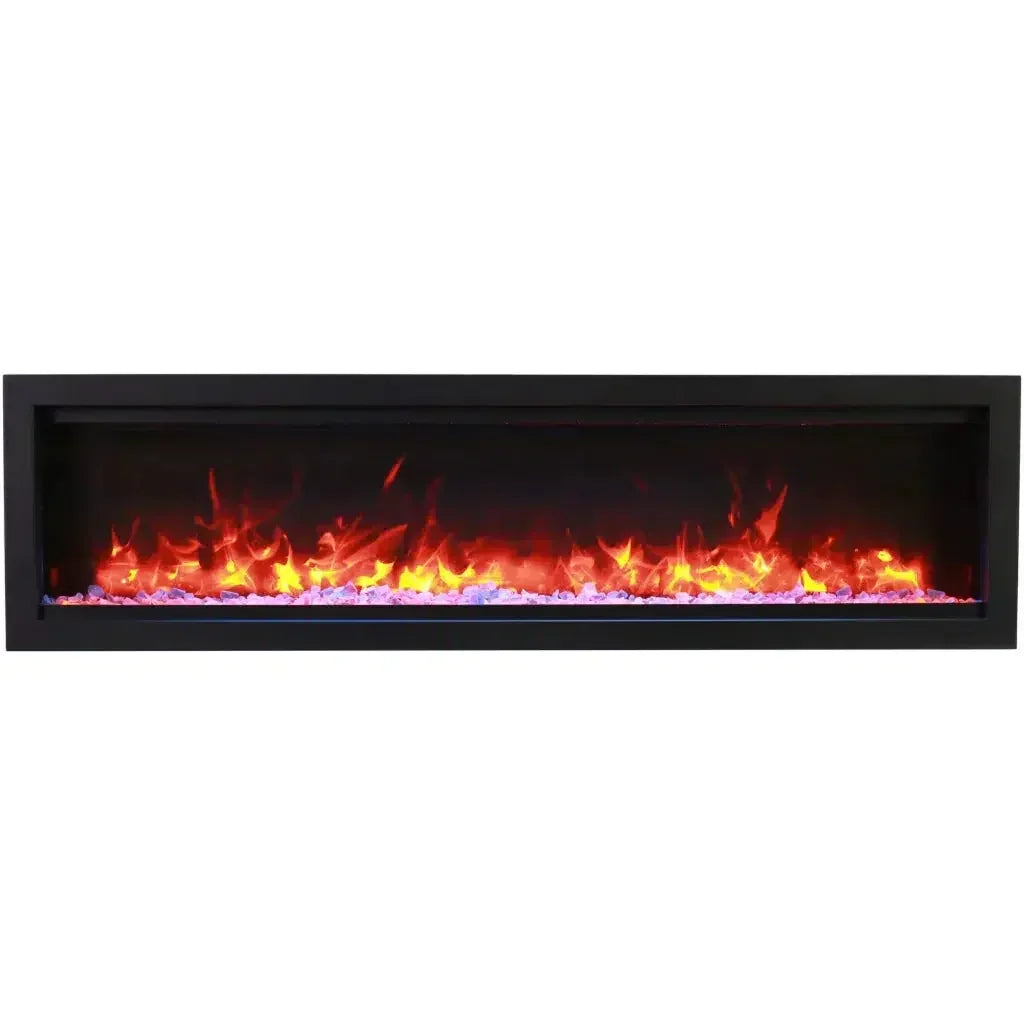 Amantii Symmetry Lumina 42" Smart Built-in Electric Fireplace for Indoor/Outdoor Use with Logset & Front Vent Heat