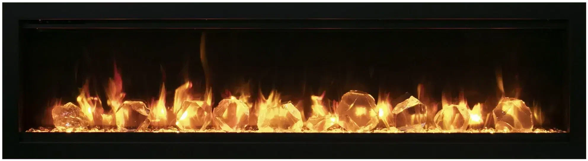 Amantii Symmetry Lumina 88" Smart Electric Fireplace – Indoor/Outdoor Built-in with LED Logset & Front Heat Vent