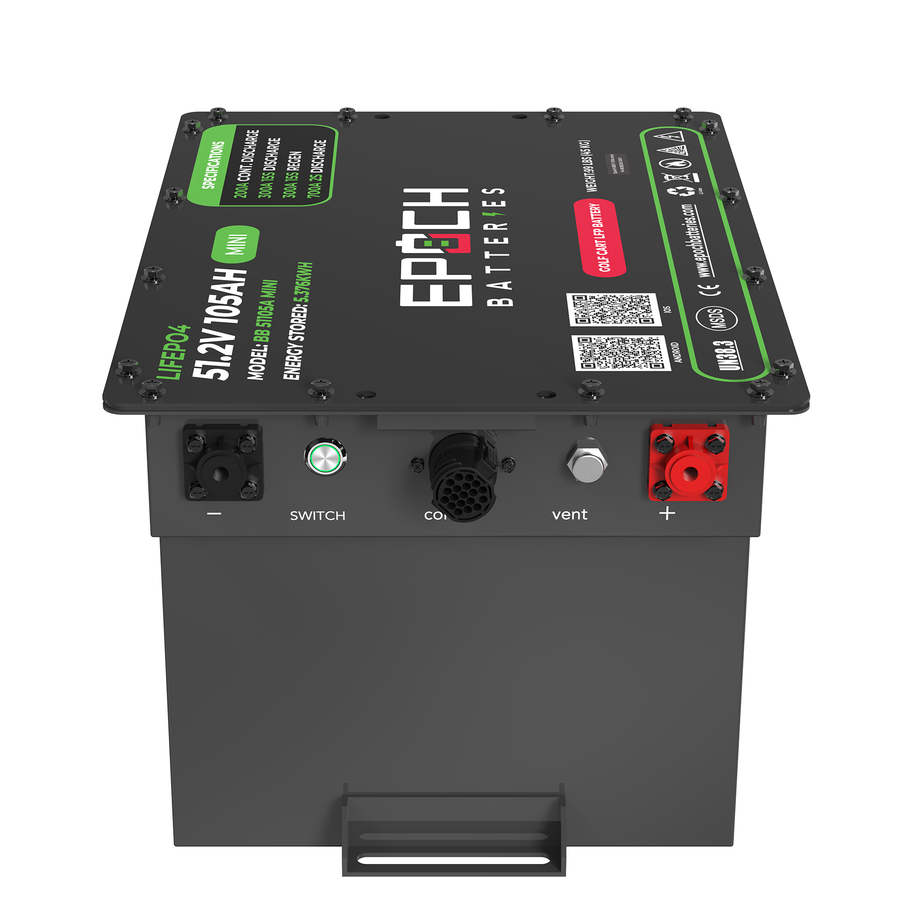 Epoch 48V 105Ah MINI - Lithium (LiFePO4) Golf Cart Battery - Complete Kit (SC)