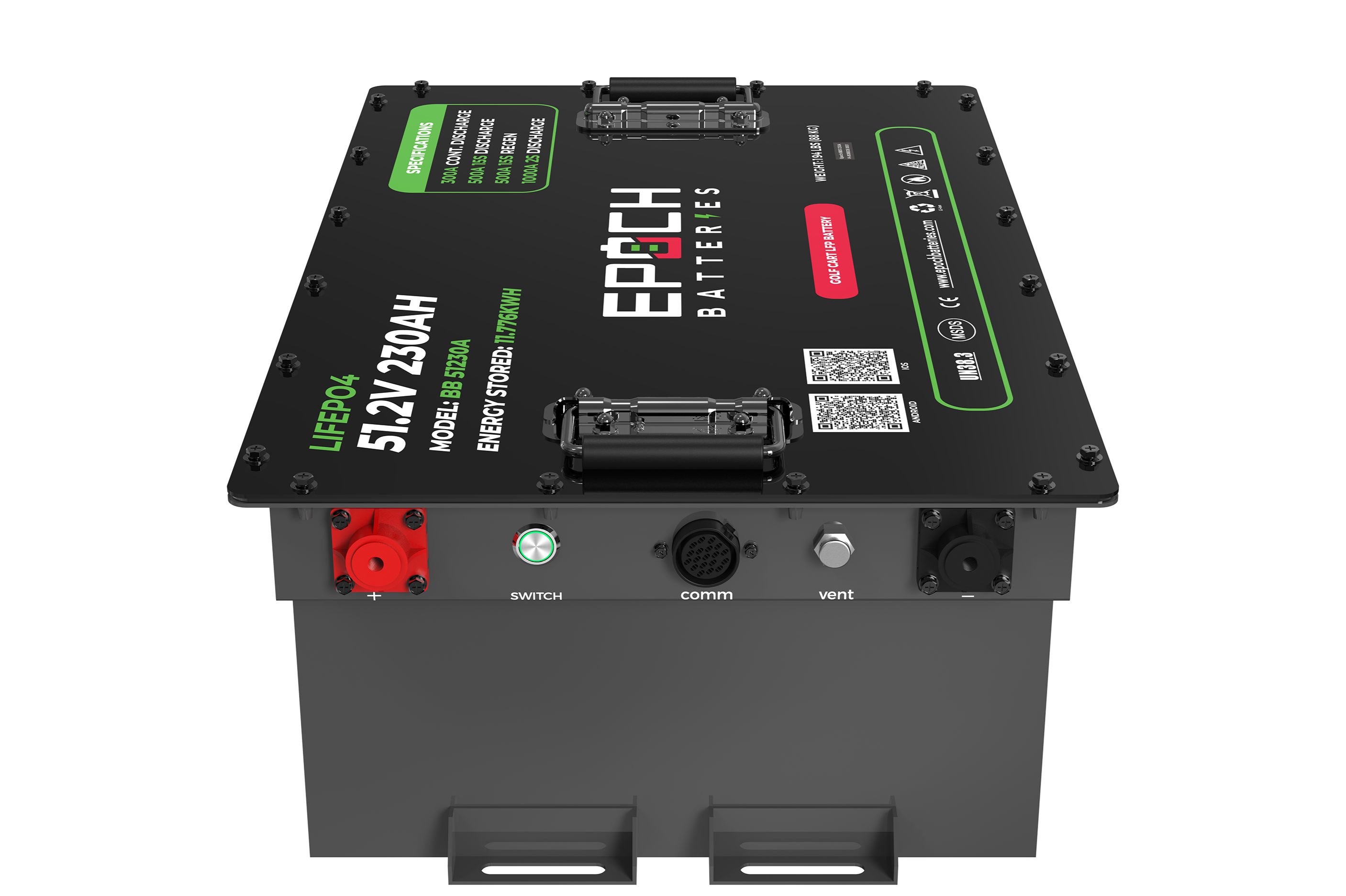 Epoch 48V 230Ah - LiMax Series - Lithium (LiFePO4) Golf Cart Battery - Complete Kit (SC)
