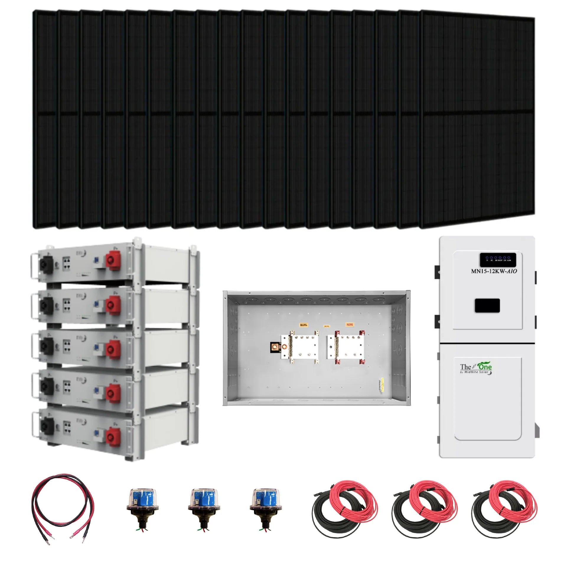 Complete Hybrid Solar Kit - 11.4 kW 120/240V Output + 25.6kWh Midnite Power Lithium Powerwall + More Than 14.4 kW Watts of Solar PV (SC)