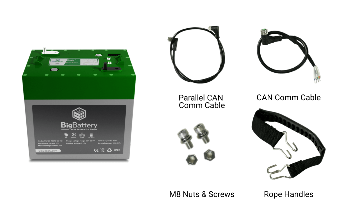 BigBattery 48V EAGLE 2 | LiFePO4 | 32Ah | 1.63kWh | Golf &amp; Utility Cart Battery (SC)