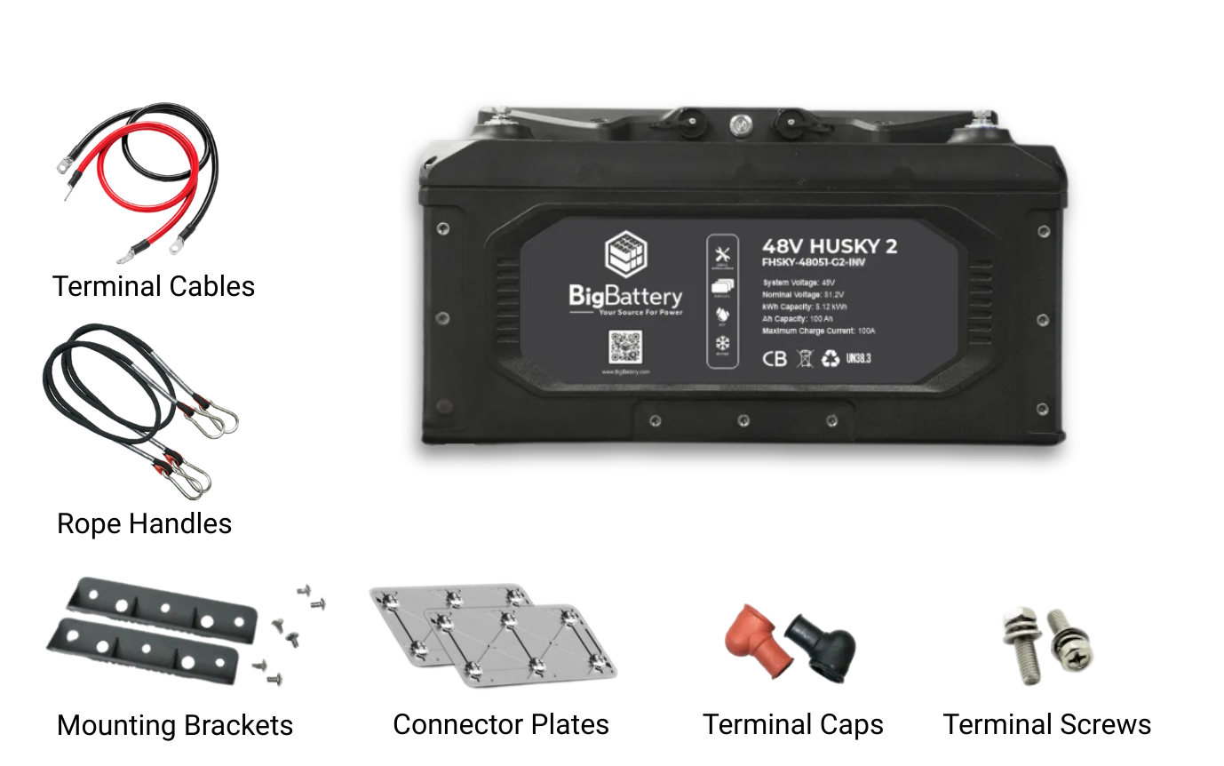 BigBattery 48V HUSKY 2 PWR | 5.12Kwh LiFePO4 – High Power | Golf Cart | UTV | Industrial Battery (SC)