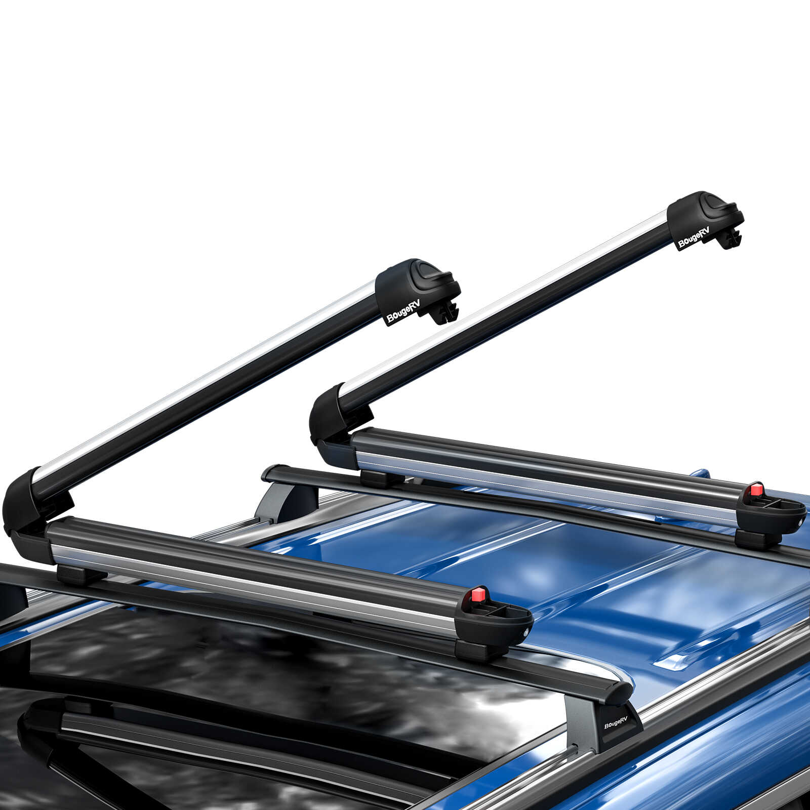 BougeRV Lockable T Slot Ski & Snowboard Racks (Only Fits Crossbars with T-Track) (SC)