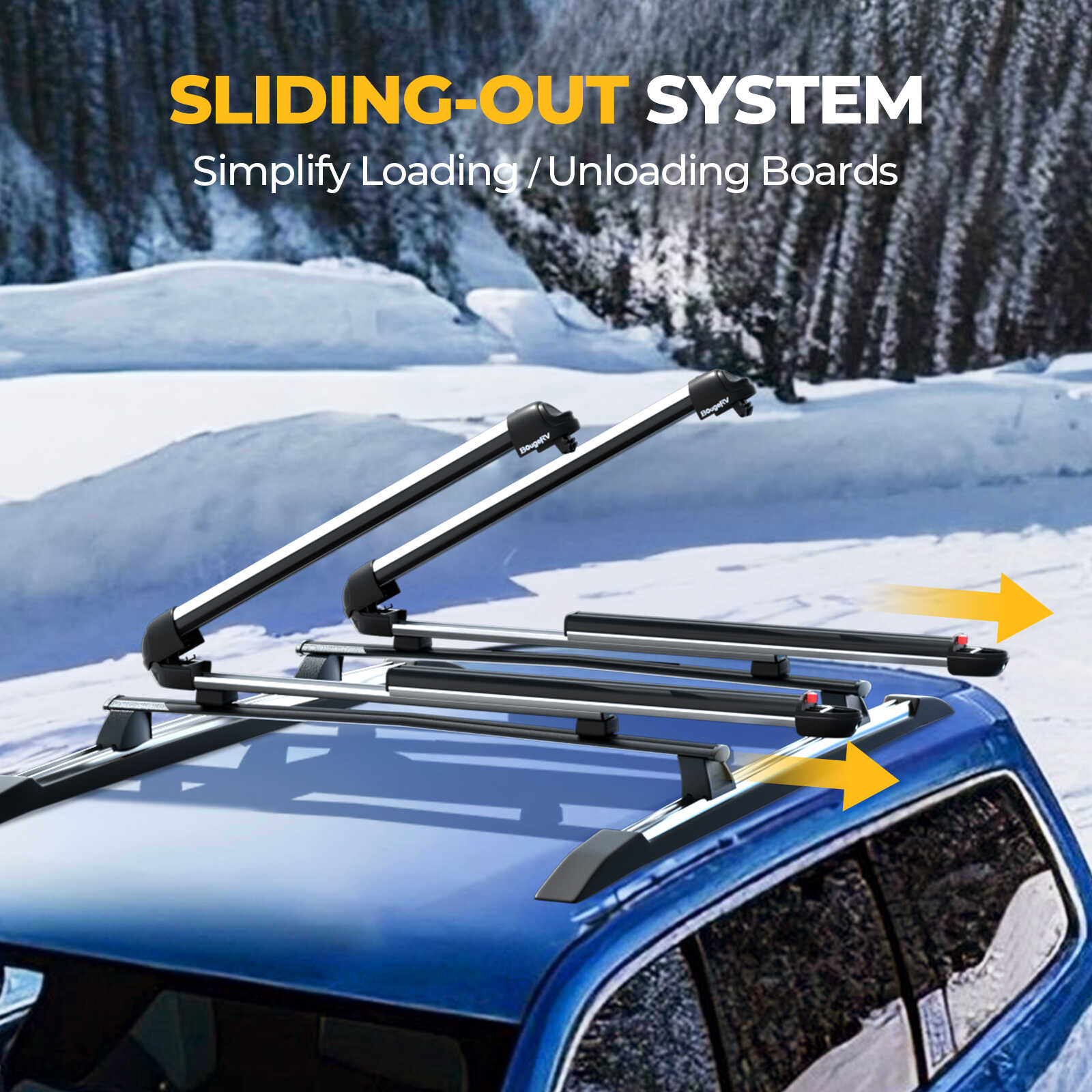 BougeRV Lockable T Slot Ski & Snowboard Racks (Only Fits Crossbars with T-Track) (SC)