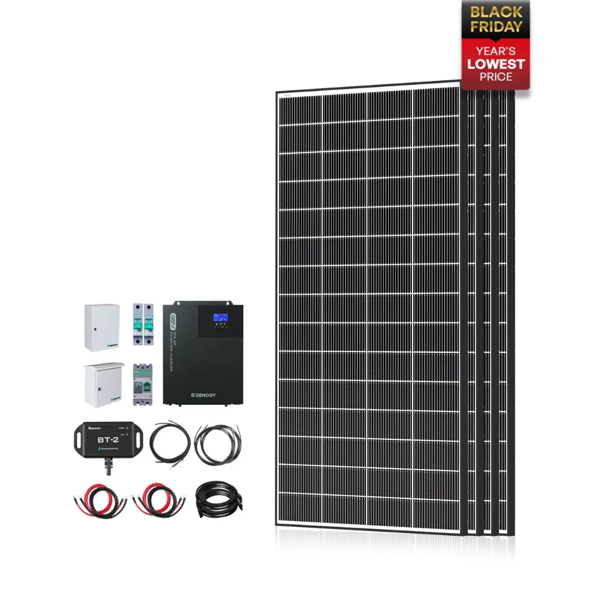 Renogy Complete Cabin Solar Kit 1200W 2500W | Optional 9.6kWh Deep-Cycle AGM / LiFePO4 Batteries (SC)
