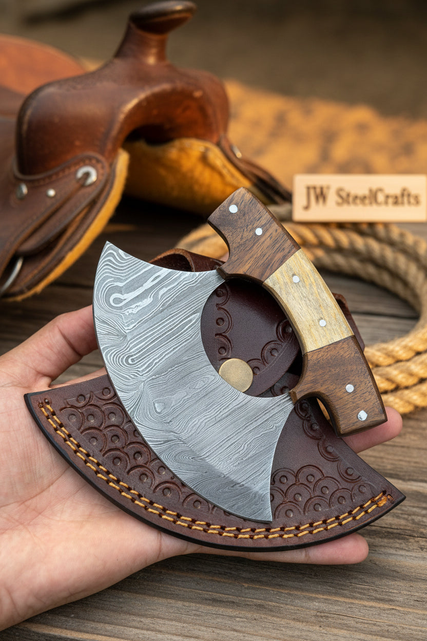 Custom Ulu Knife Damascus Steel Blade Efficient Kitchen Knife
