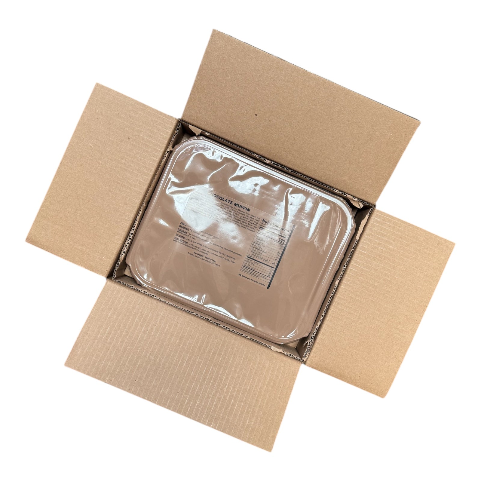 BULK 12 x Tray Packs, Military MRE Chocolate Muffin, Ready to Eat (UGR Component) (SC)