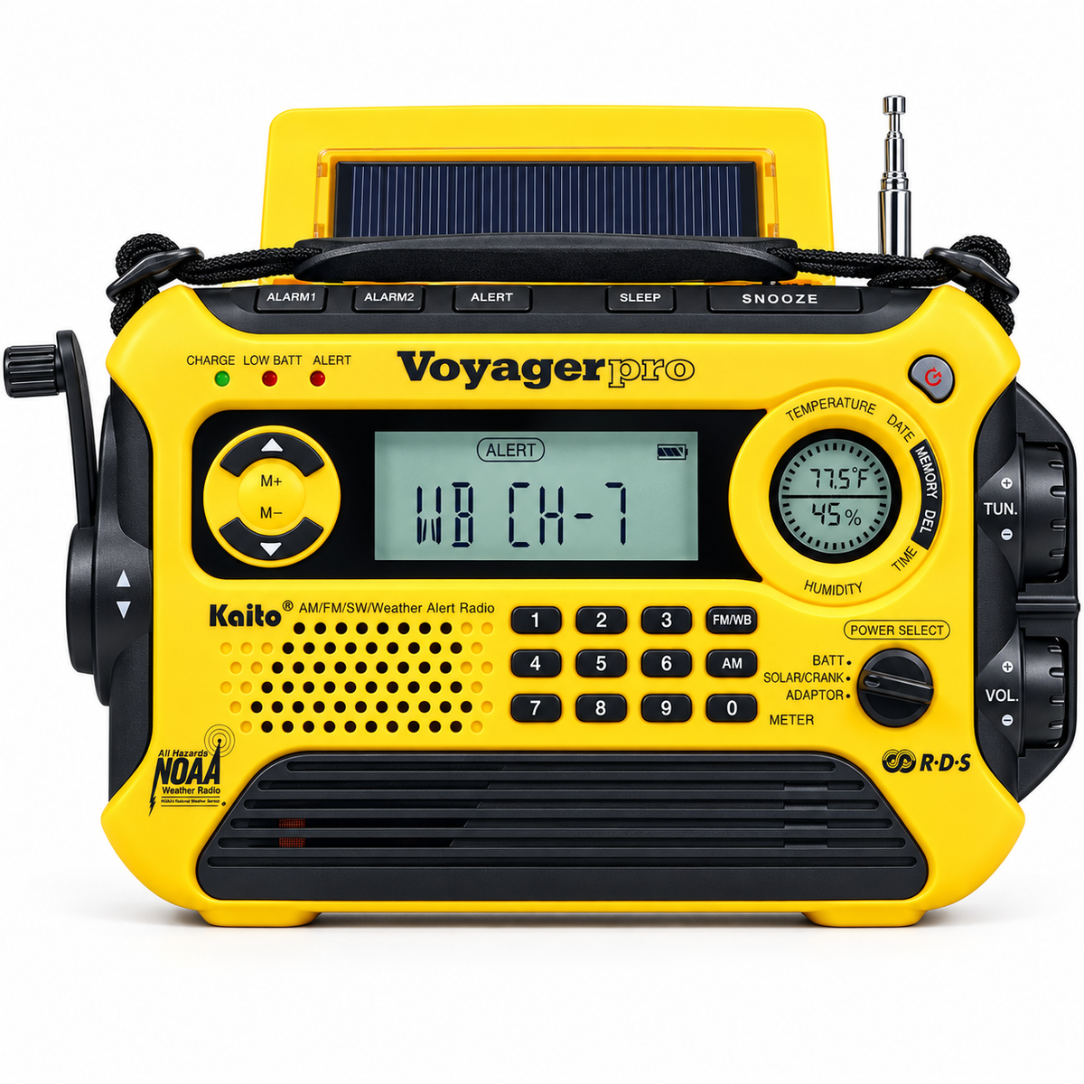 Kaito KA600 Digital Solar AM/FM/LW/SW Emergency Radio - Yellow