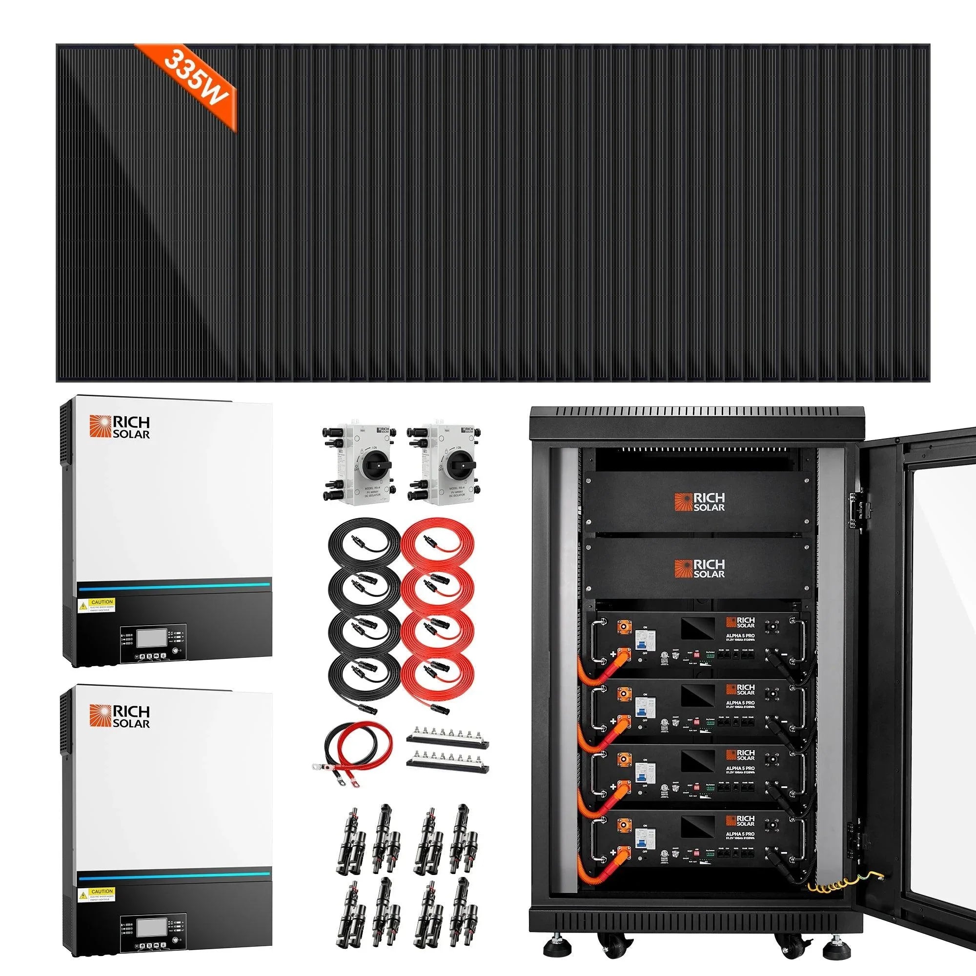 Rich Solar - Complete Off-Grid Solar Kit | 13,000W 120/240V Output | 48VDC (SC)