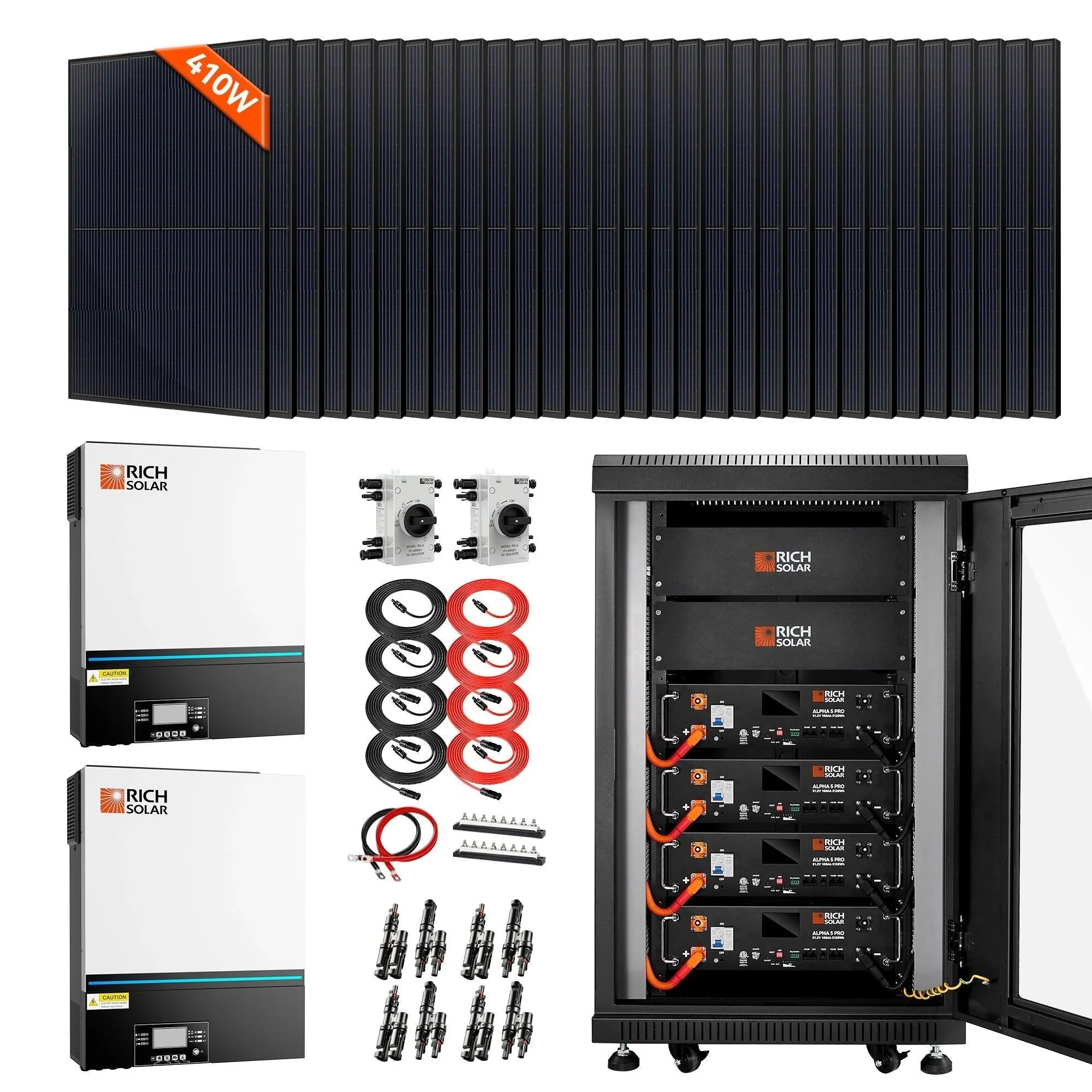 Rich Solar - Complete Off-Grid Solar Kit | 13,000W 120/240V Output | 48VDC (SC)