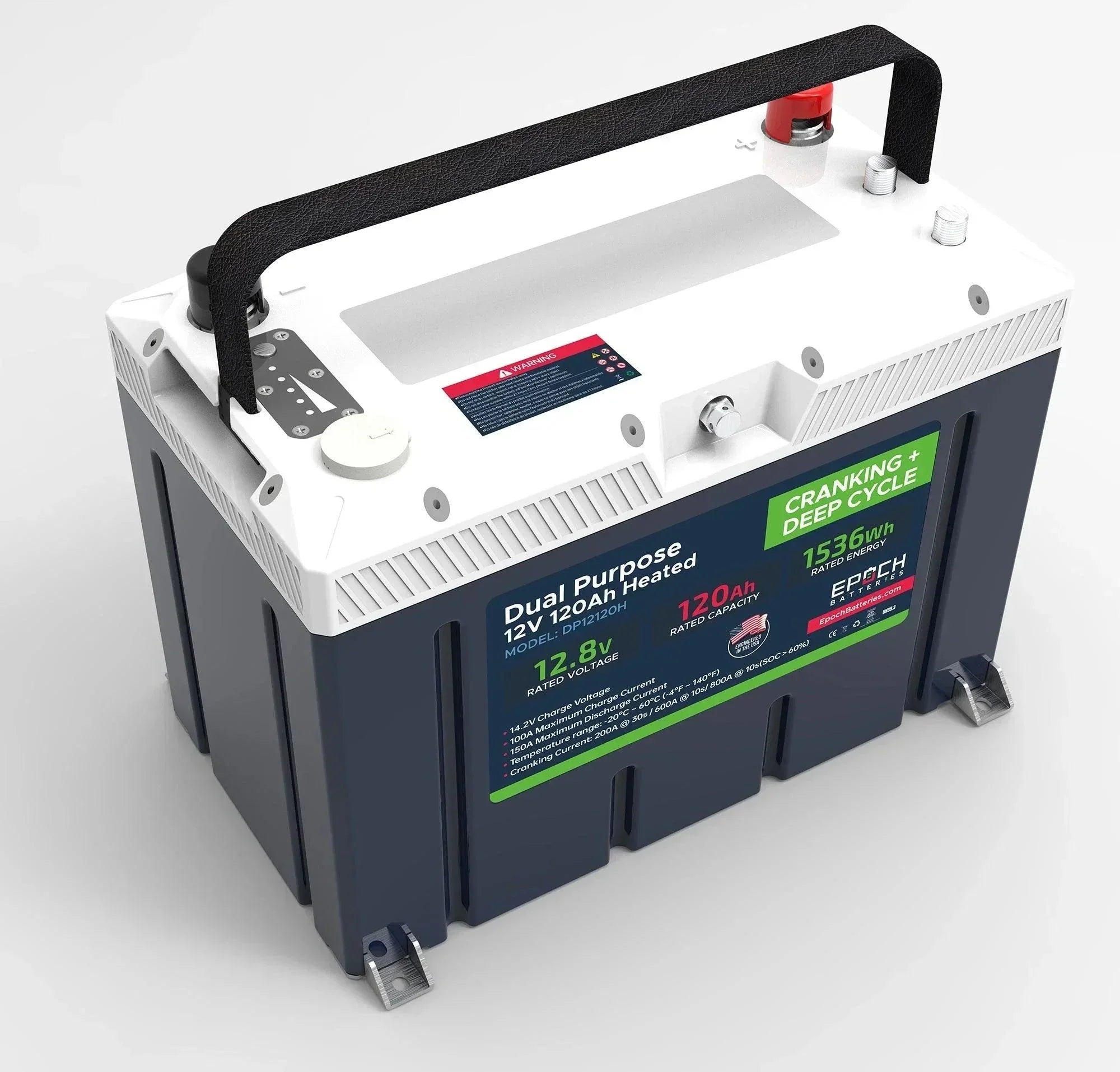 Epoch Batteries 12V 120Ah Pro Series - LiFePO4 Cranking & Deep Cycle Lithium Battery (Dual Purpose) (SC)