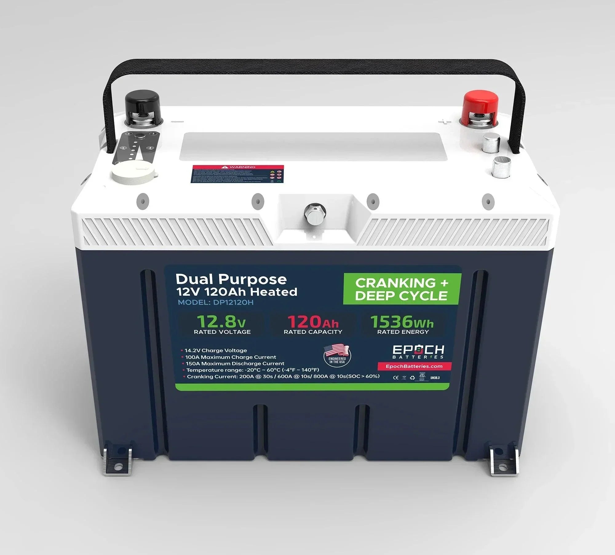 Epoch Batteries 12V 120Ah Pro Series - LiFePO4 Cranking & Deep Cycle Lithium Battery (Dual Purpose) (SC)
