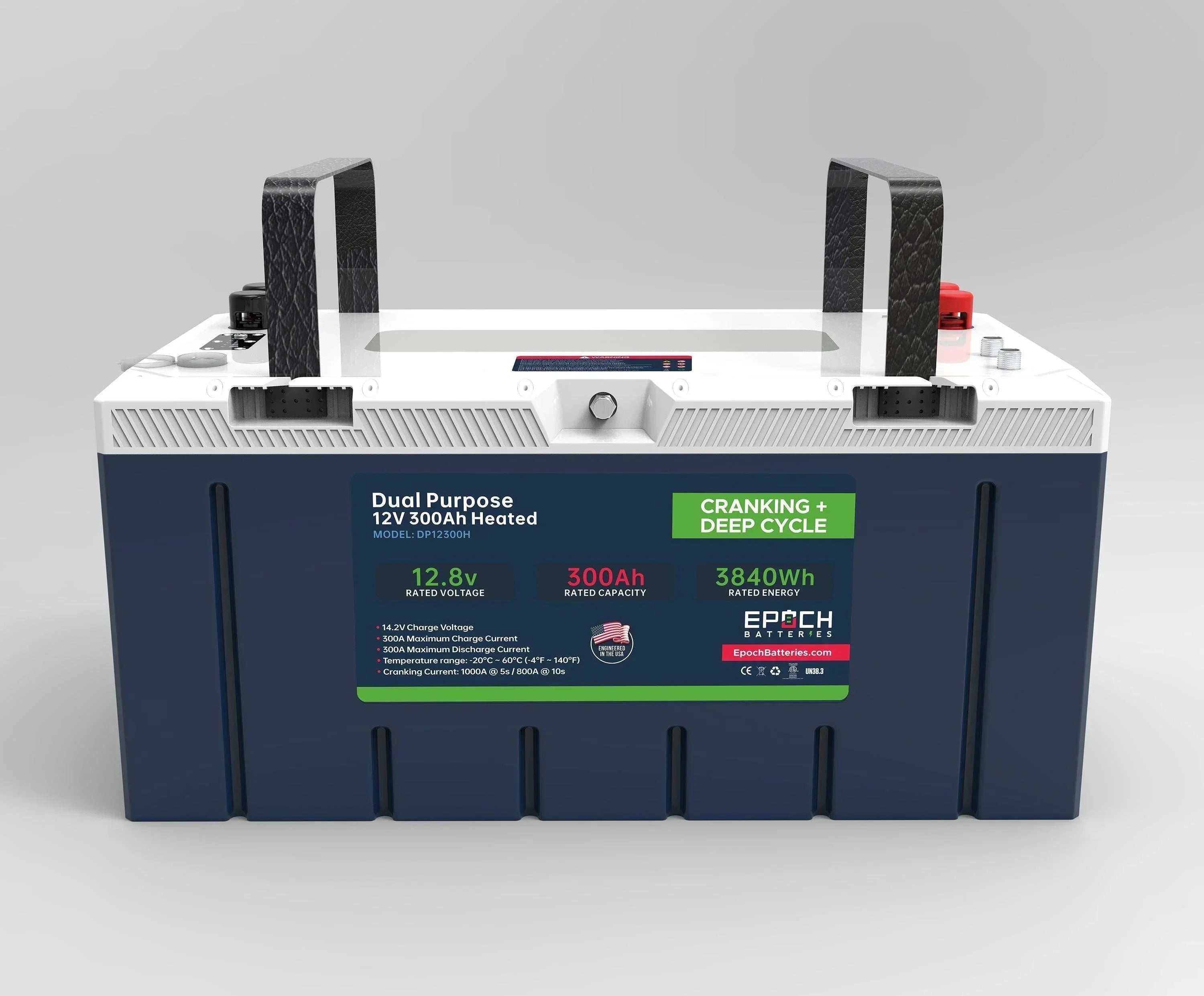 Epoch Batteries 12V 300Ah Pro Series - LiFePO4 Cranking & Deep Cycle Lithium Battery (Dual Purpose) (SC)