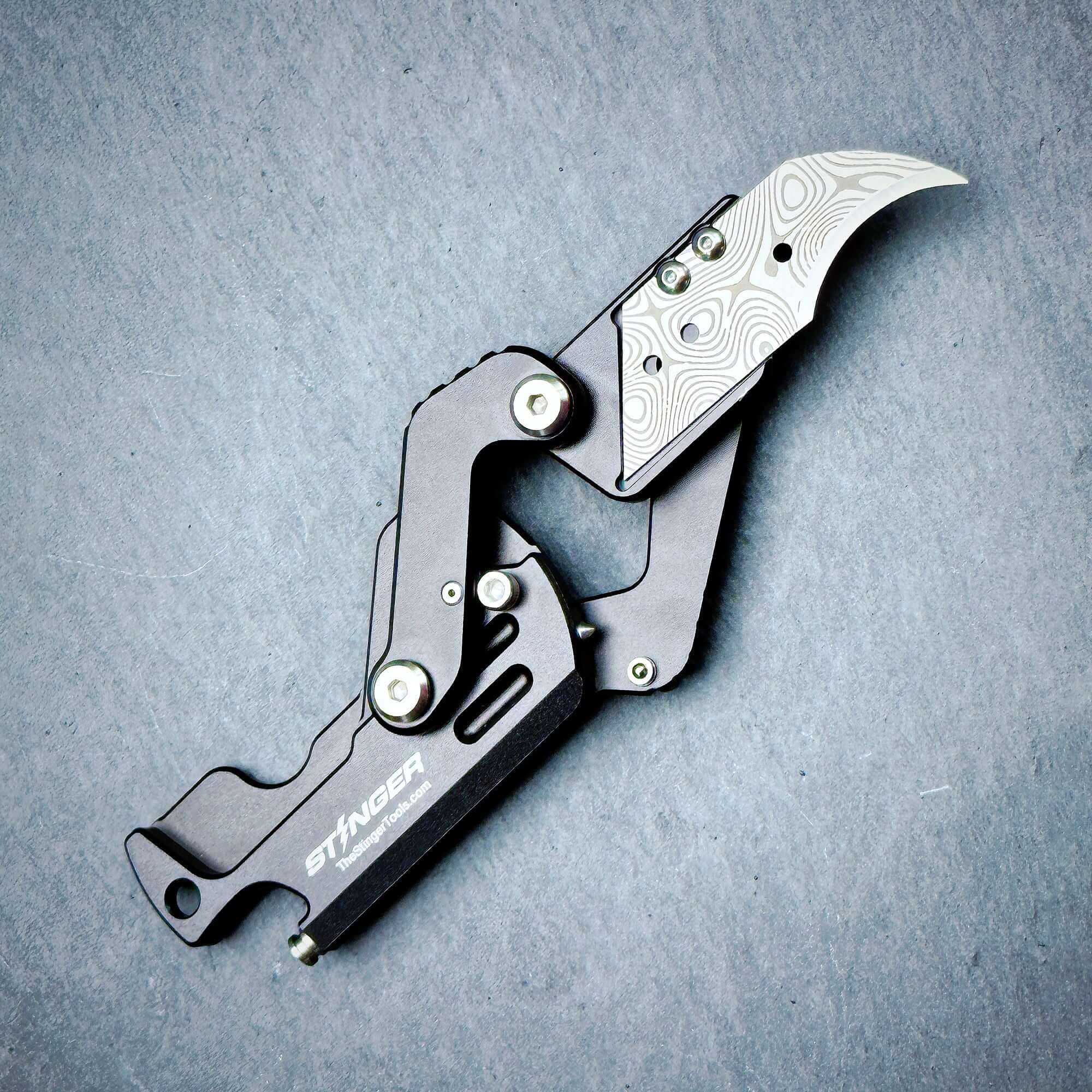Stinger Dog Tag Blade, Folding Pocket Knife, Utility Knife - Matte Black (SC)
